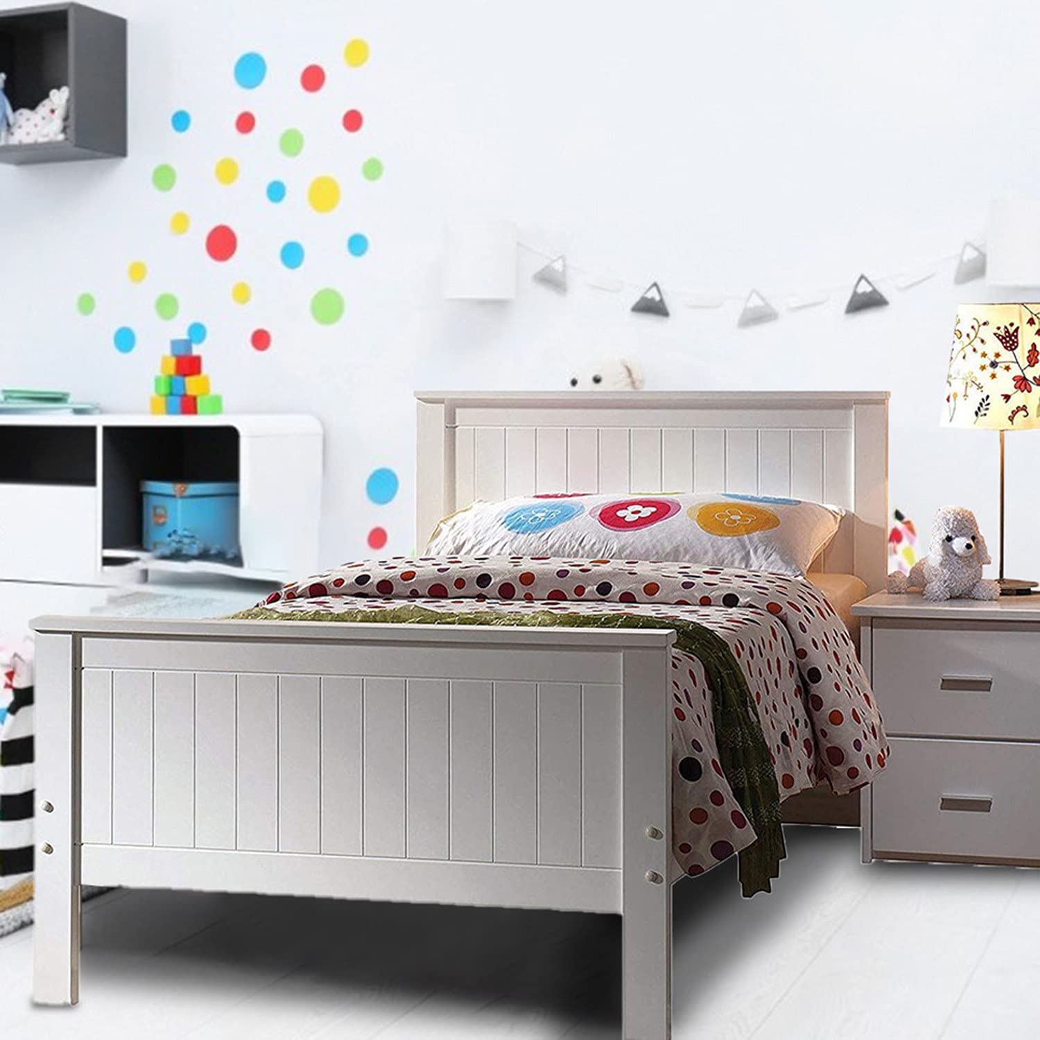 Solid Wood Platform Bed Frame with Headboard & Footboard - No Box Spring Needed, Sturdy Wooden Slat Support for Kids, Teens & Adults | Perfect for Modern Bedrooms, Guest Rooms & Dormitories