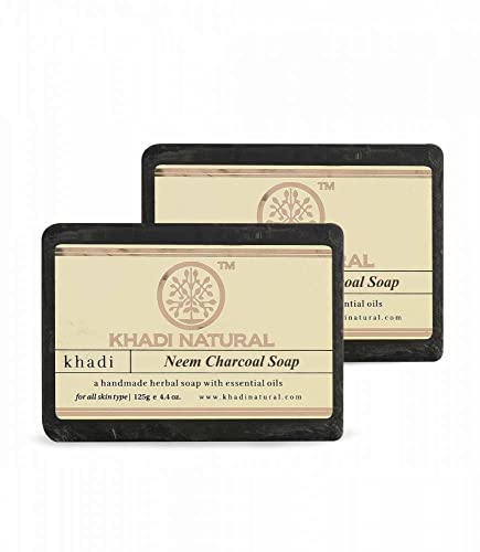 KHADI NATURAL Herbal Charcoal Soap - 2 Pack (250g Total) | Deep Cleansing & Detoxifying Face & Body Bar | For Acne-Prone & Oily Skin | Cruelty-Free & Organic Skincare