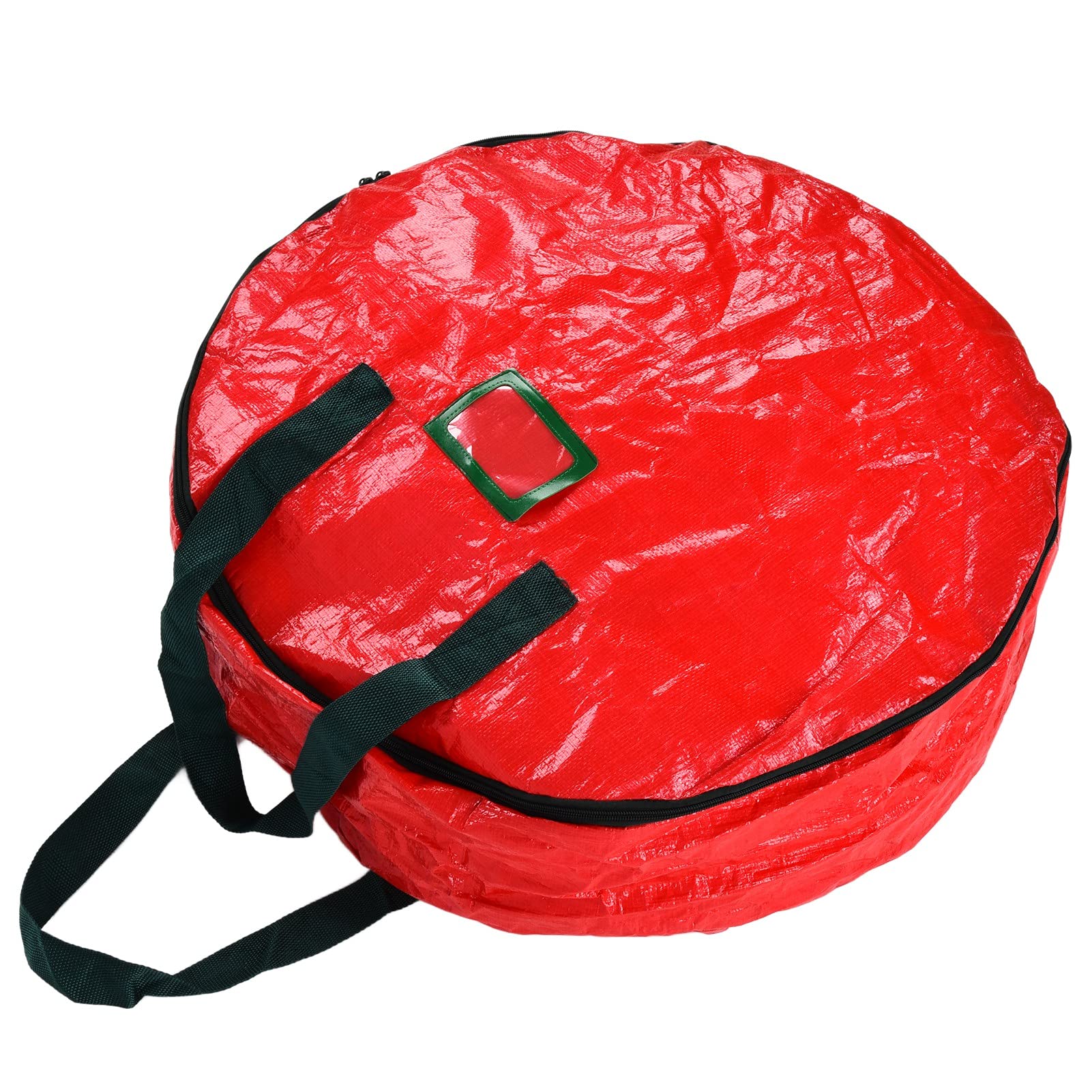 Red PE Woven Zipper Storage Bag for Wreaths - Home & Party Organizer