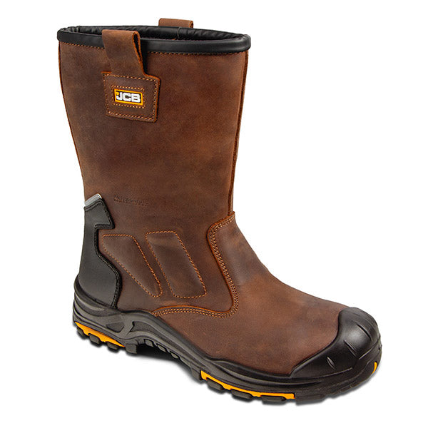JCB Denstone Rigger Boots - Steel Toe Work Boots for Men, Safety Shoes with Slip Resistant & Waterproof Design - Perfect for Construction, Warehouse & Outdoor Work