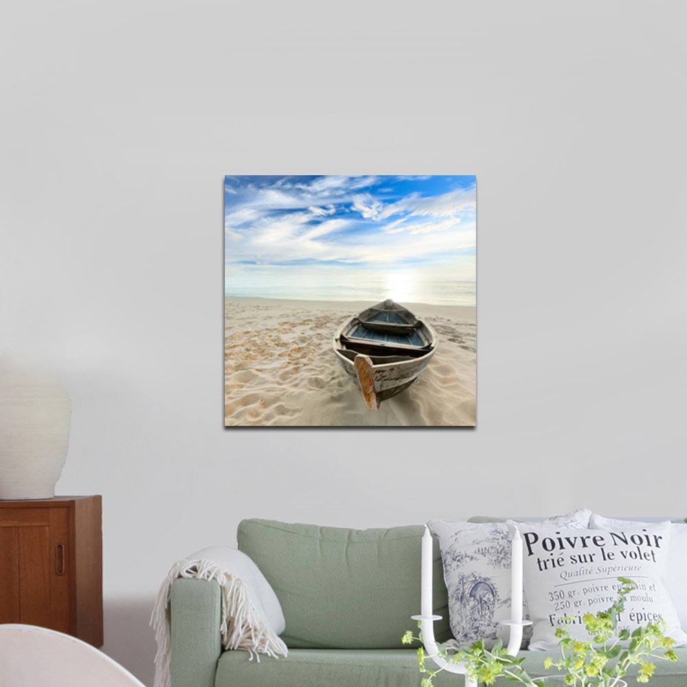 Wieco Art Boat Canvas Prints - Giclee Wall Art for Home & Office Decor - Modern Landscape Canvas Painting - Perfect for Living Room, Bedroom & Workspace