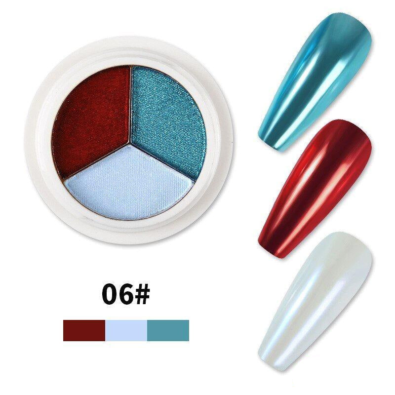 Premium Solid Mirror Chrome 3-Color Pigment Set - Metallic Powder for DIY Crafts, Nail Art, Resin Jewelry & Automotive Customization