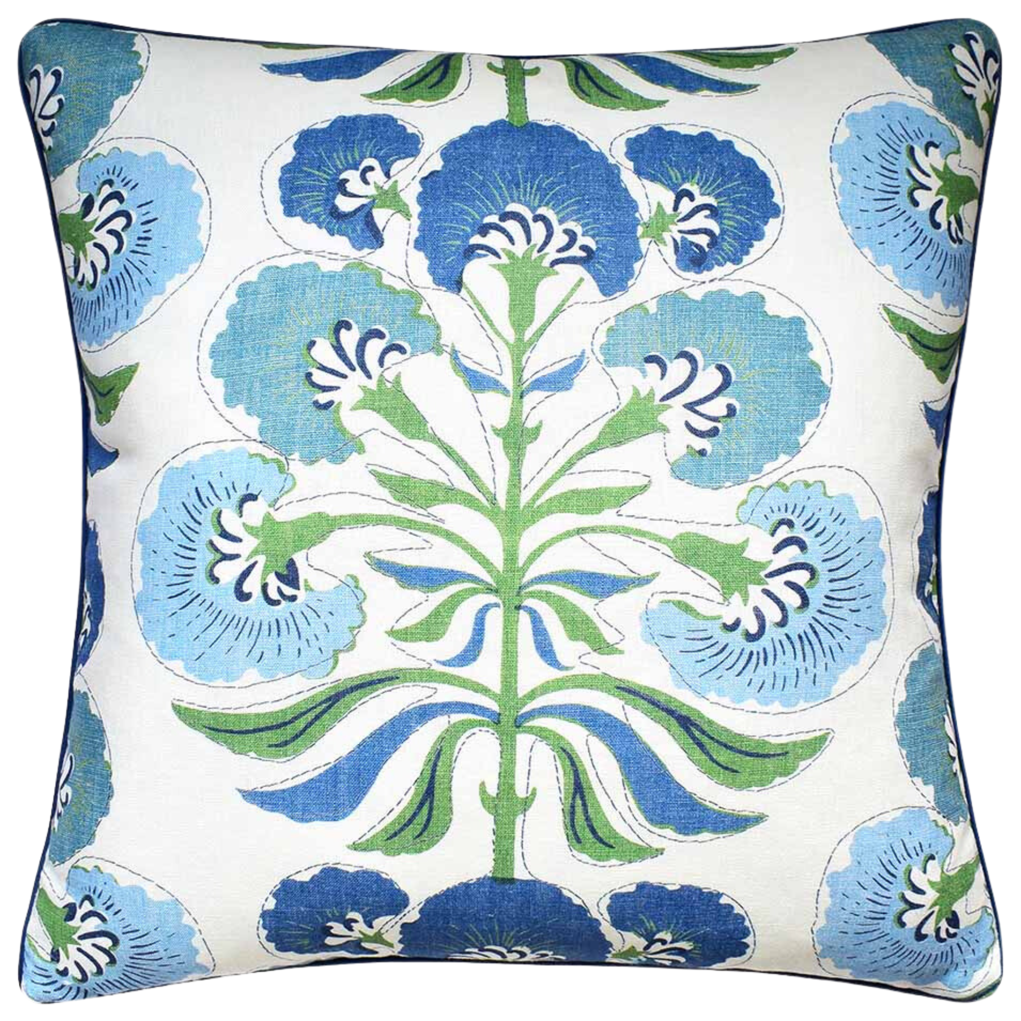 Blue and Green Tybee Tree Design Linen Pillow Cover - Coastal Home Decor for Sofa, Bed & Living Room - Breathable & Stylish Throw Pillow Case