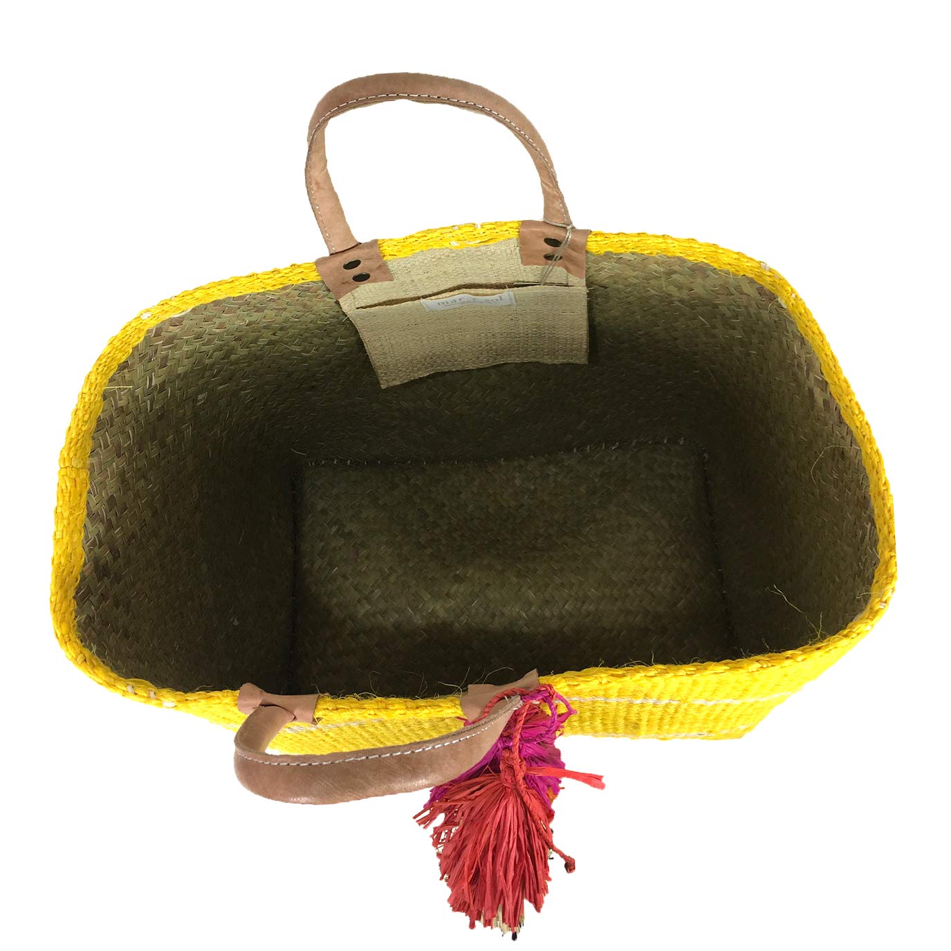 MAR Y SOL Belo Sisal Market Tote Straw Beach Bag with Tassels - Eco-Friendly Handwoven Natural Fiber Bag for Shopping, Beach Outings & Summer Vacations
