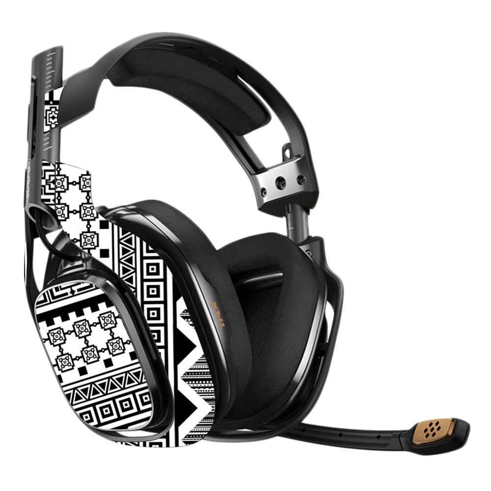Astro A40 3rd Generation Gaming Headset Skin - Black Aztec Vinyl Decal Wrap | Protective & Durable Cover | Easy to Apply & Remove | Made in USA | Perfect for Gaming, Streaming & Esports