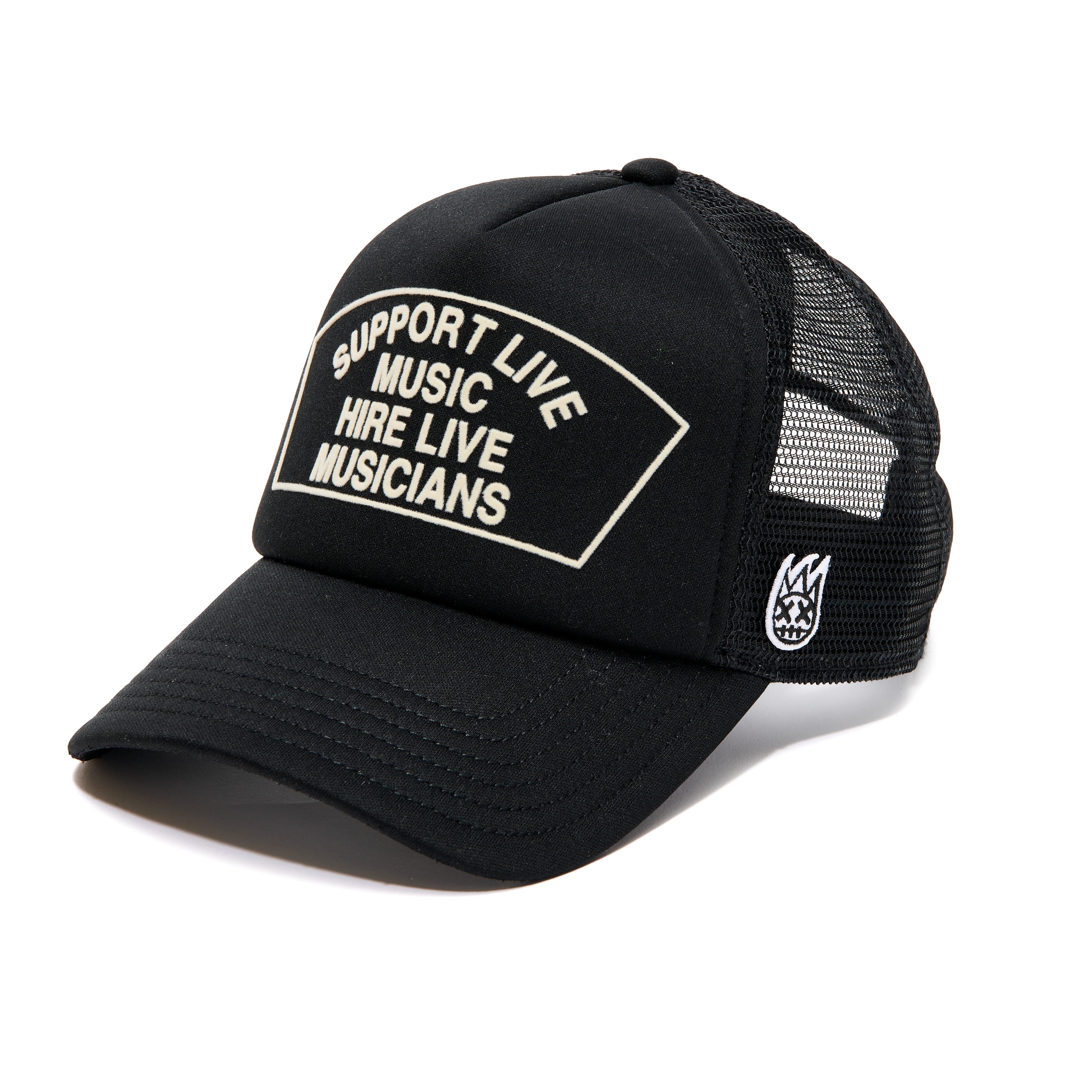 Support Live Music Mesh Back Trucker Hat - Black Adjustable Baseball Cap for Outdoor Concerts & Festivals