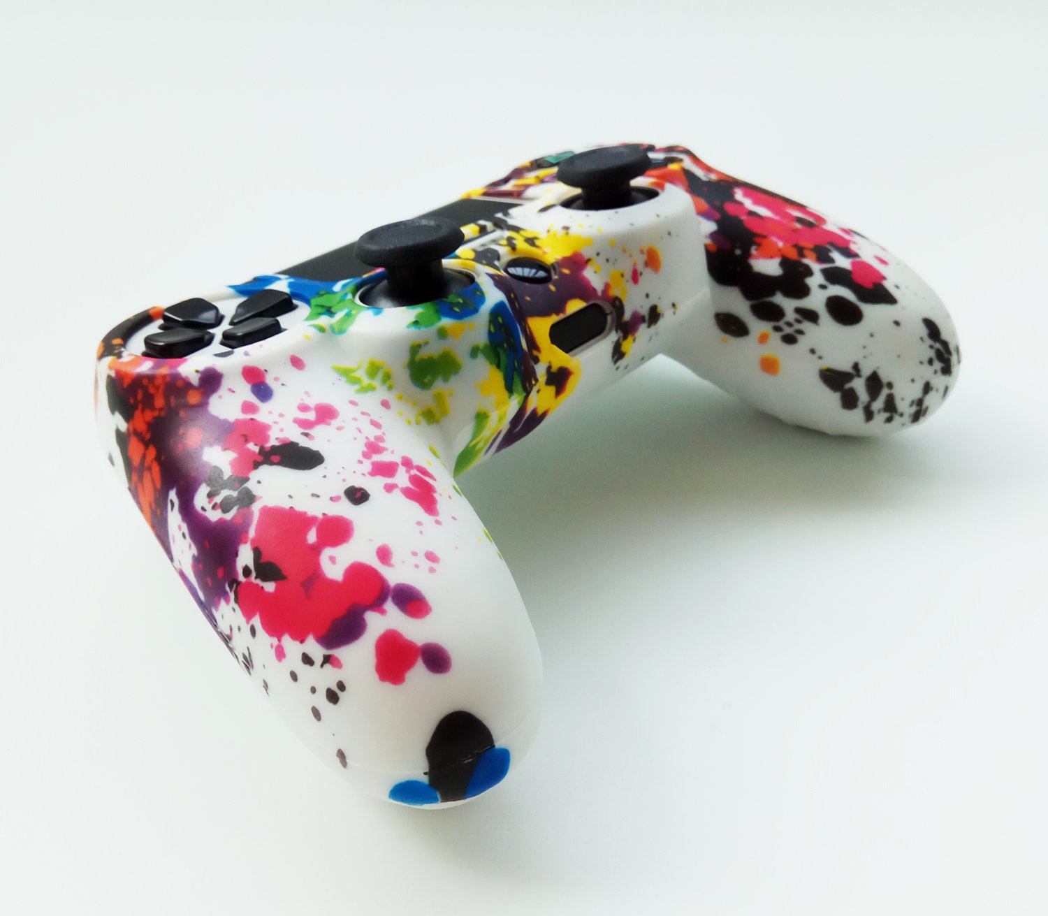 Sony PS4 Silicone Gel Protector Skin - Soft Protective Case for PS4, PS4 Slim & PS4 Pro Controllers - Includes 1 Cover & 8 FPS Pro Thumb Grip Caps (White) - Perfect for Gaming, Travel & Controller Protection