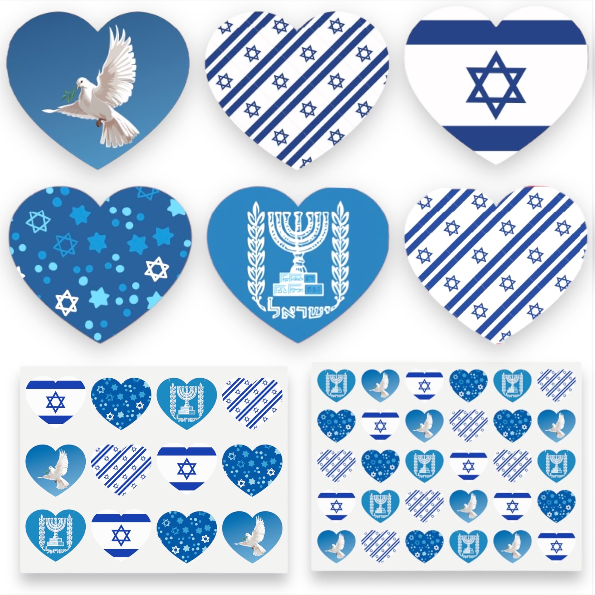 330+ Israeli Flag Stickers Set - DIY Israel Banner, Small Israel Symbols & Flag Stickers for School Crafts, Party Decorations & Travel Scrapbooking