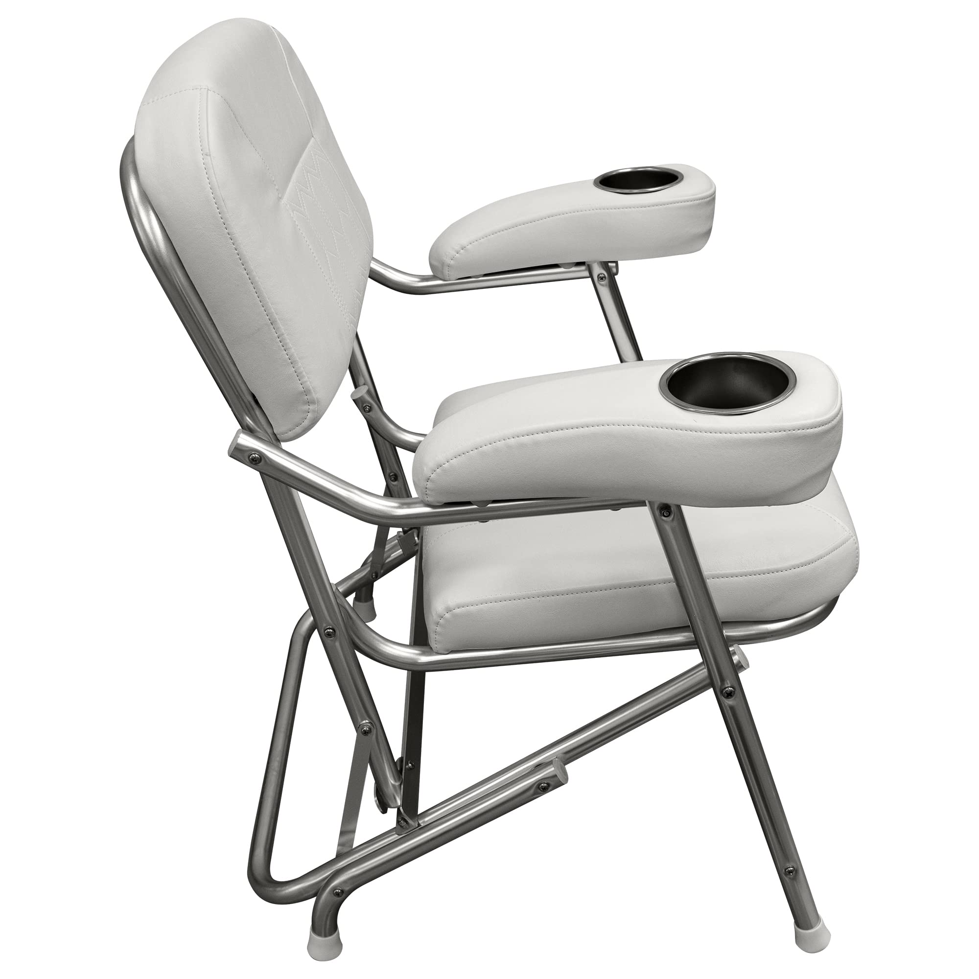 Wise 3367-784 Offshore Series Deluxe Folding Deck Chair with Stainless Steel Cup Holders - Waterproof & UV Resistant Outdoor Lounge Chair for Poolside, Beach, Patio, and Backyard Relaxation