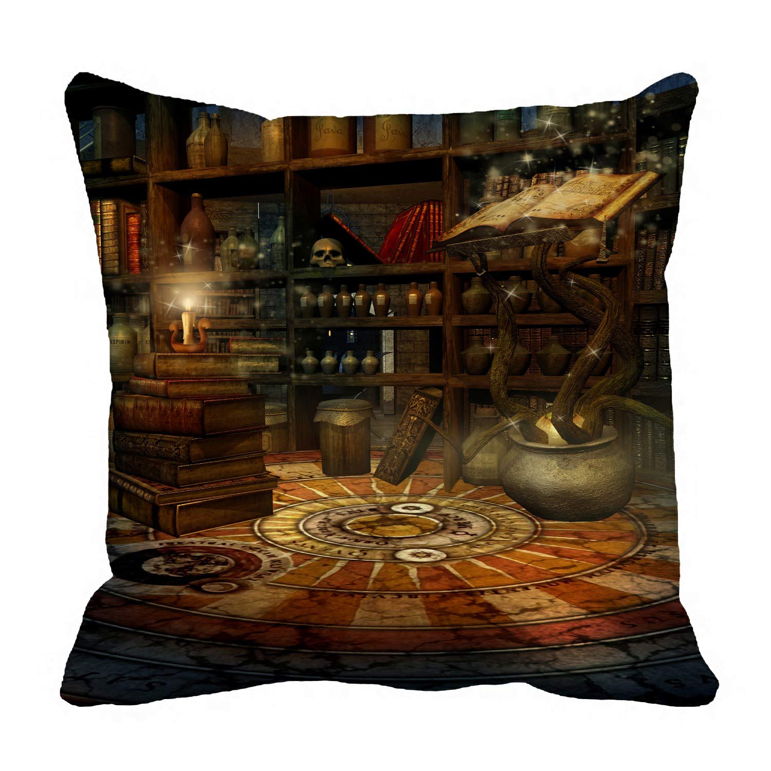 Fantasy Room Decor - Magic Book Potions & Candles Pillow Cover 20x20 Inch - Perfect for Harry Potter Themed Bedroom, Witchy Aesthetic Home Decor, and Cozy Reading Nook