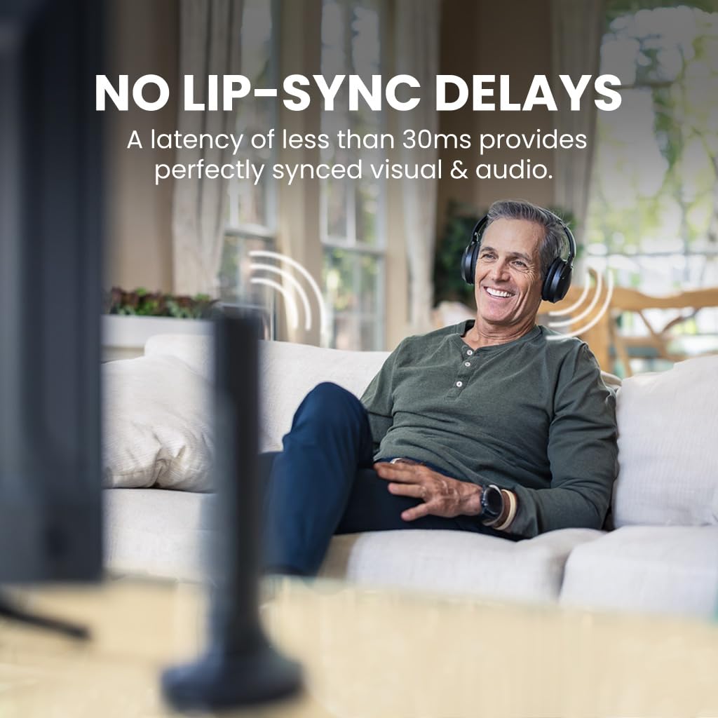 Avantree Opera Plus Wireless TV Headphones for Seniors - Enhanced Volume & Clear Dialogue Mode, Compatible with Optical/AUX Output TVs - Perfect for Home Theater, Late Night Watching & Hearing Assistance