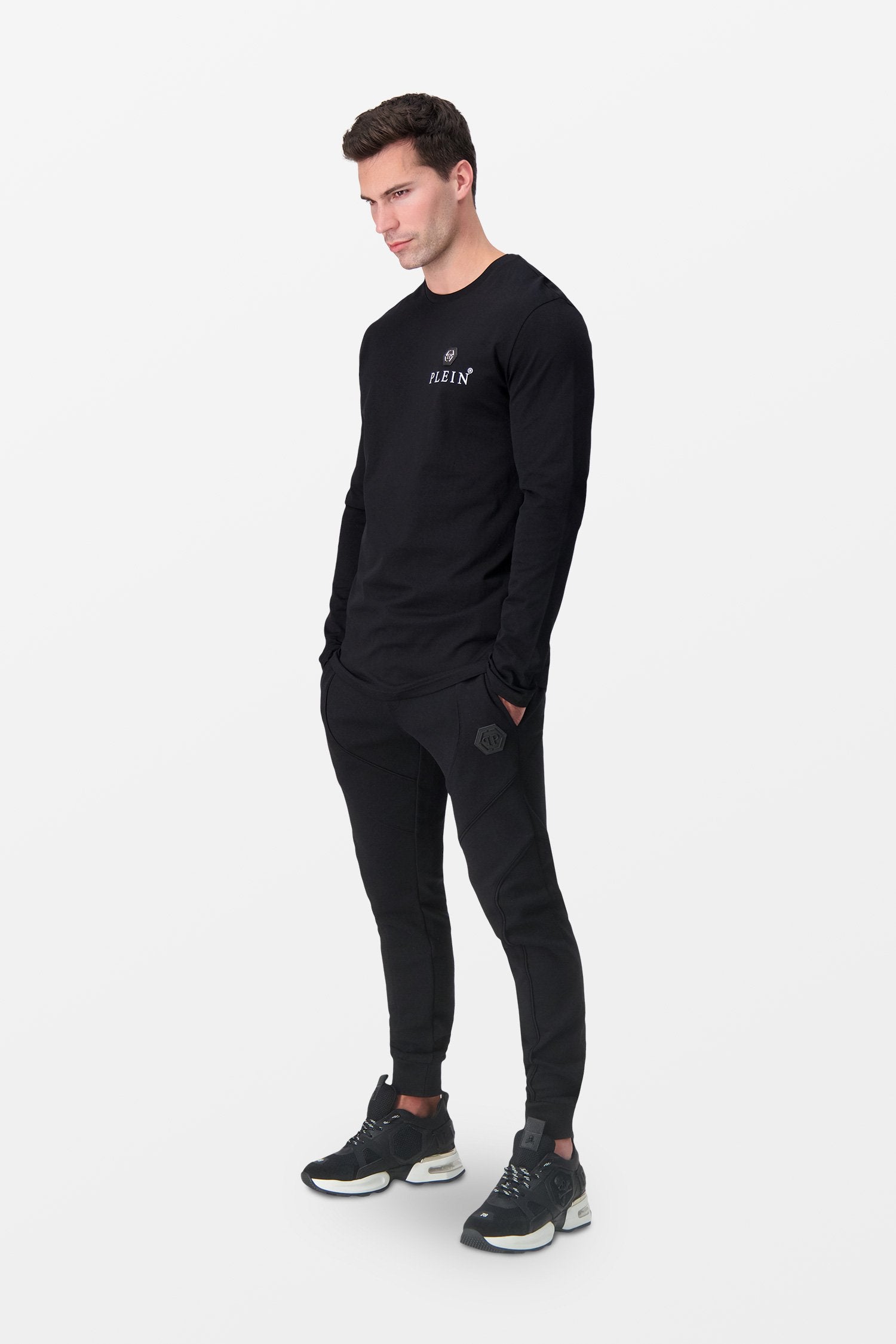 Philipp Plein Black Long Sleeve Iconic Plein T-Shirt for Men | Premium Cotton Streetwear | Perfect for Casual Wear, Night Out & Fashion Events