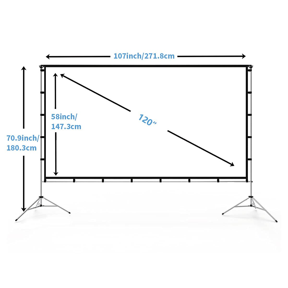 Vamvo 100 Inch Portable Projector Screen with Stand - Indoor Outdoor Movie Screen 16:9 HD 4K Ready - Includes Carry Bag & Aluminum Stand for Home Theater, Backyard, Camping and Outdoor Movie Nights