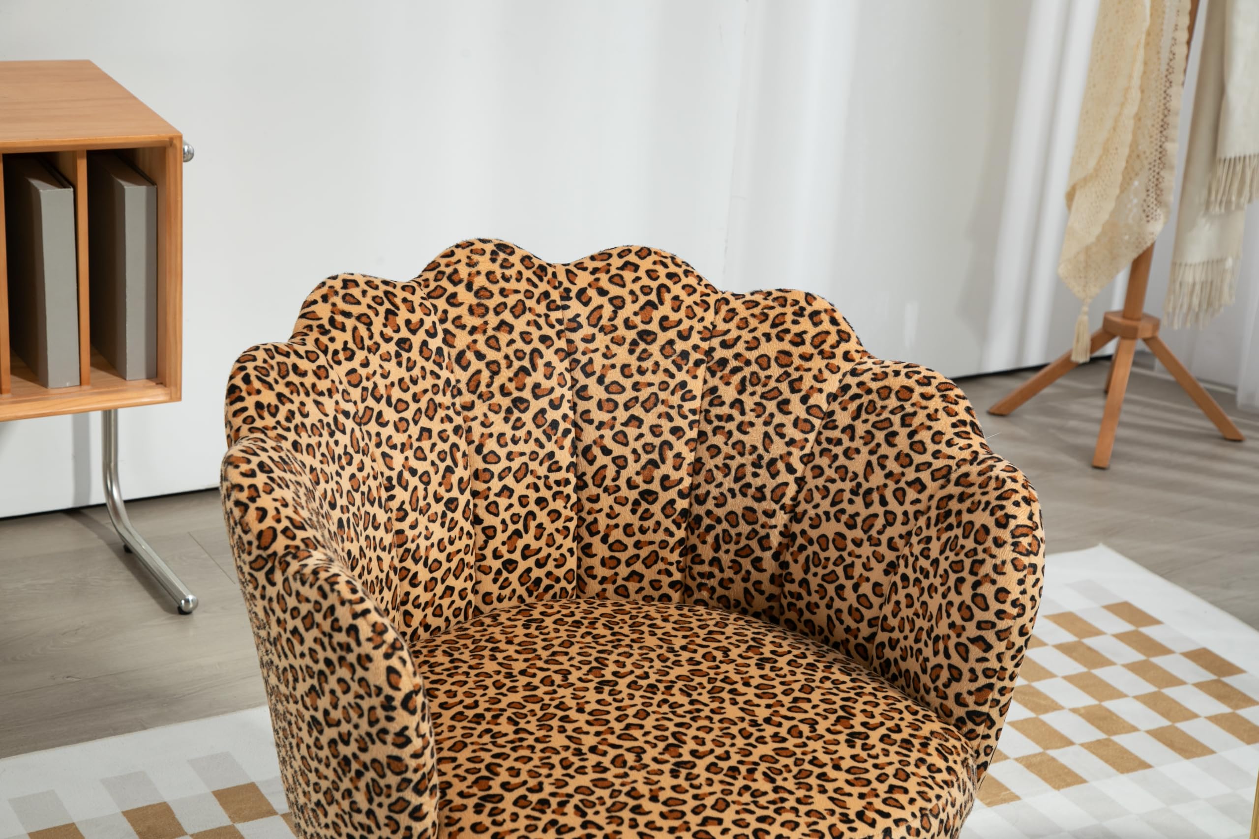 ZOBIDO Modern Velvet Accent Chair - Upholstered Vanity Chair with Golden Metal Legs for Bedroom, Living Room & Makeup Desk - Comfy Armchair for Dining & Home Office (Leopard Print) - Perfect for Small Spaces & Stylish Decor