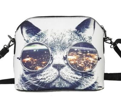 Stylish Women's PU Leather Crossbody Messenger Bag with Cat Print - Fashionable Shell Design for Daily Use, Work, and Travel