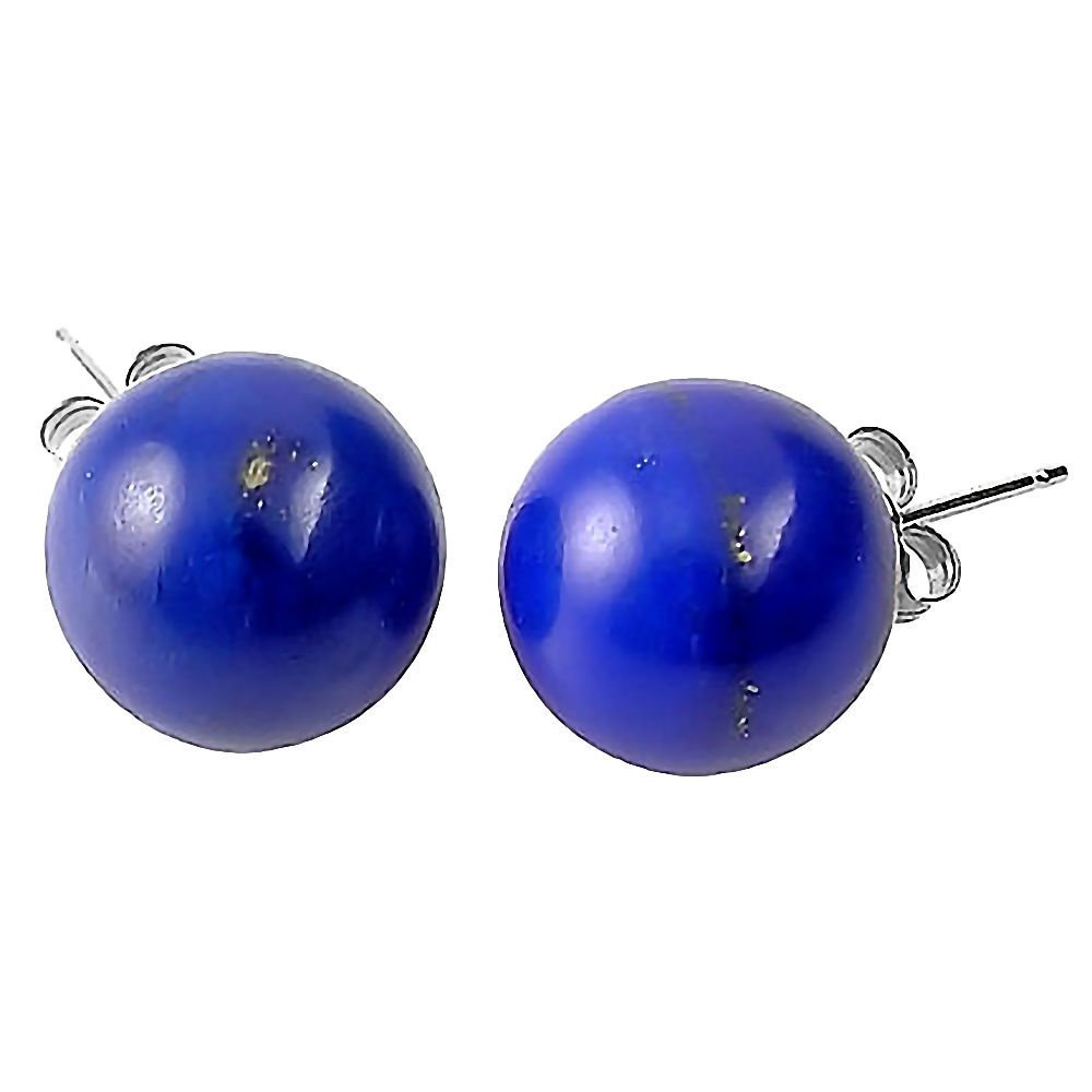 Trustmark 925 Sterling Silver 12mm Natural Lapis Lazuli Ball Stud Earrings for Women - Hypoallergenic Pierced Jewelry Gift for Birthday, Anniversary & Special Occasions