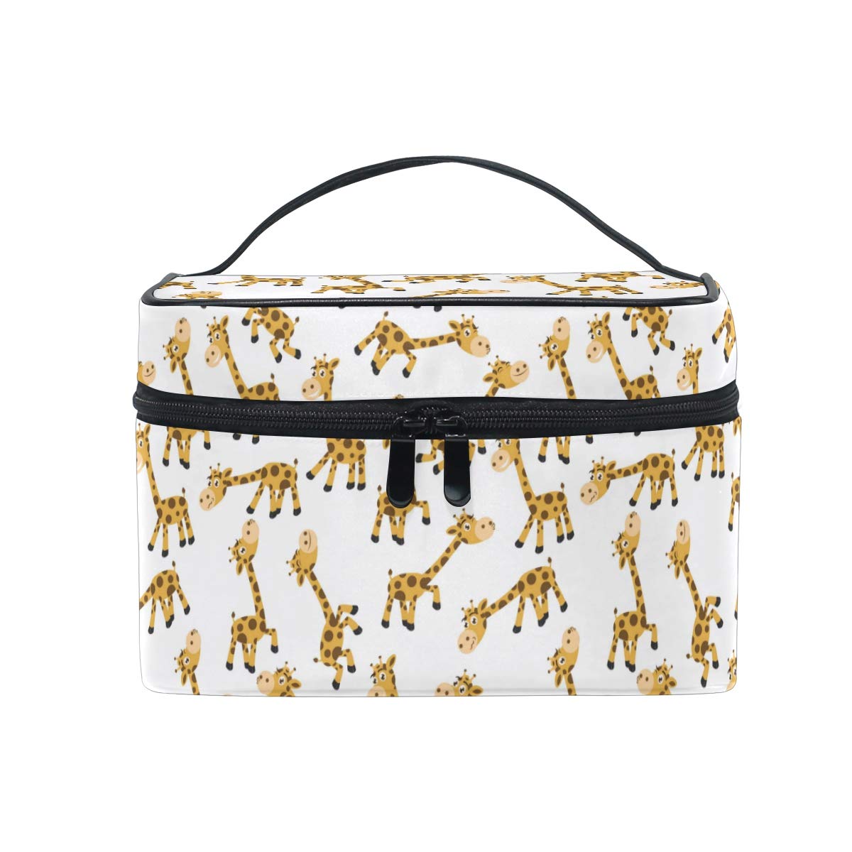 Large Capacity Makeup Organizer Bag - Cute Giraffe Pattern Cosmetic Case for Women & Girls | Travel Toiletry Storage, Wash Bag for Home & Vacation Use