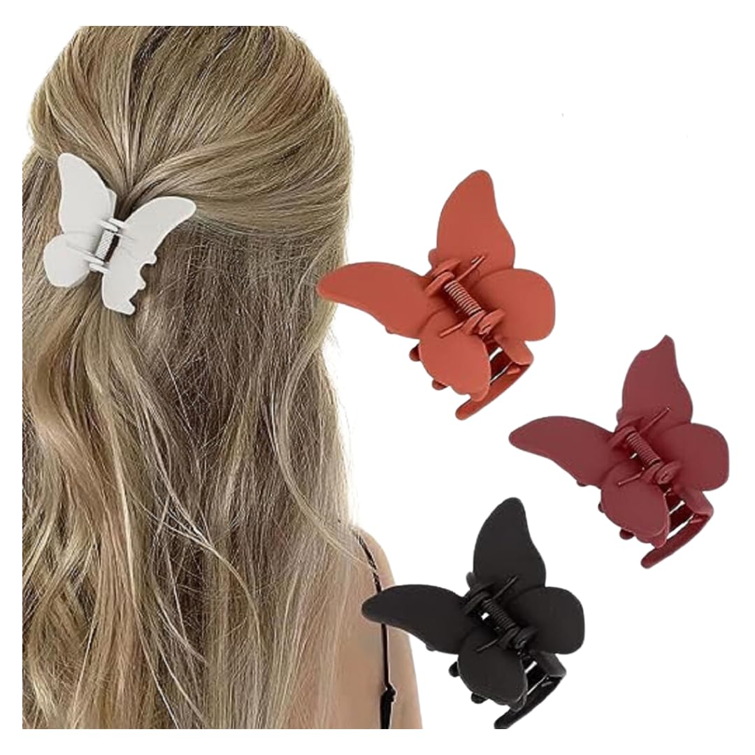 Elegant Matte Butterfly Hair Clutch for Women | Korean Style Hair Accessories for Girls, Stylish Hair Clip for Medium Hair - Perfect for Parties, Weddings, and Everyday Fashion