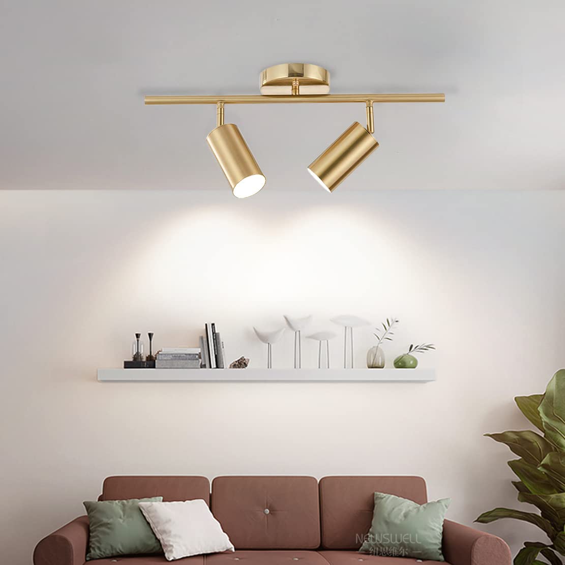 BOKT Gold Adjustable Ceiling Track Light - 2 or 4 Light Industrial Spotlight Fixture with Directional Lighting for Living Room, Dining Room & Bedroom | Modern Home & Office Lighting Solution
