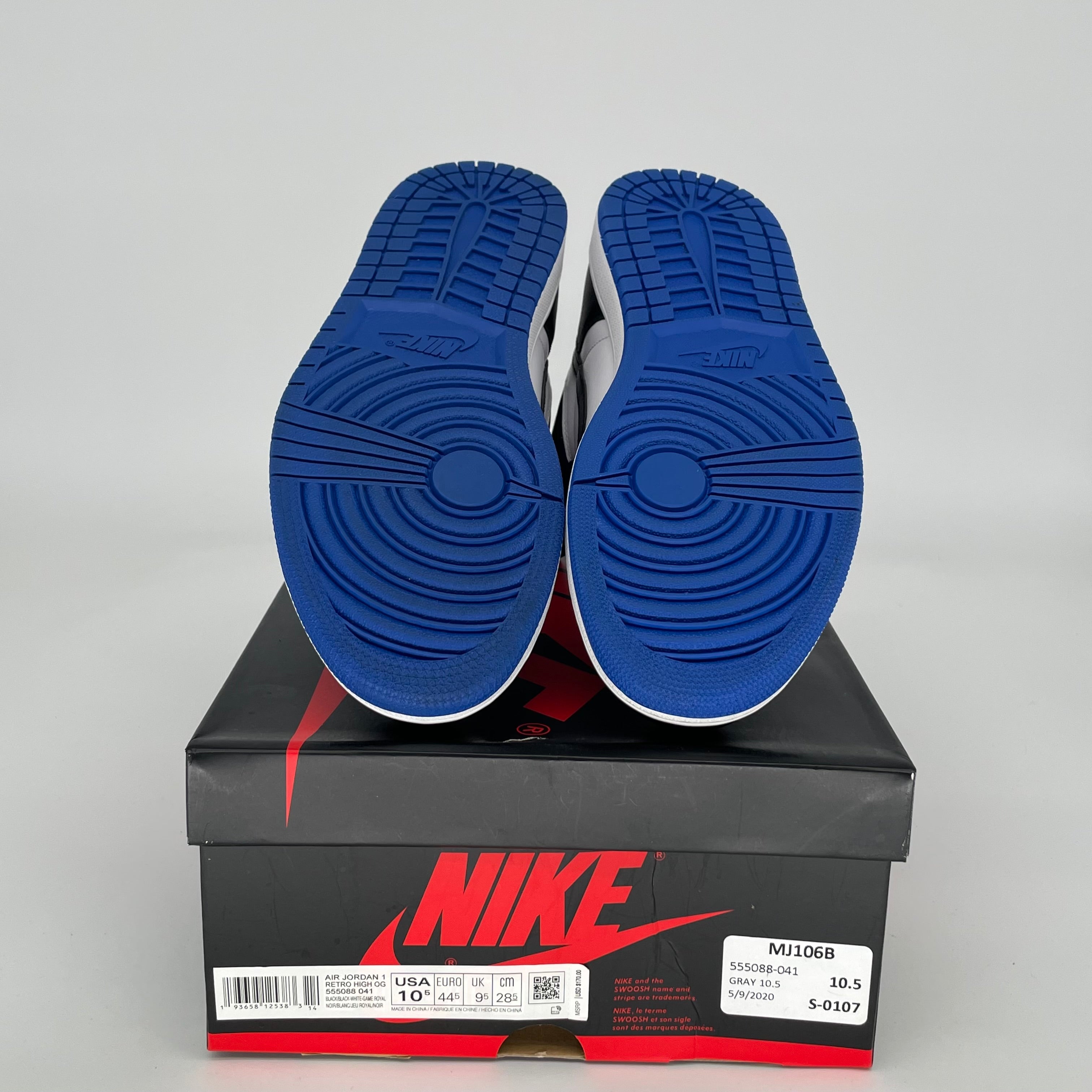 AIR JORDAN 1 ROYAL TOE Men's Basketball Shoes Size 10.5 - Style 55088-041 | High-Top Sneakers for Streetwear & Basketball Games