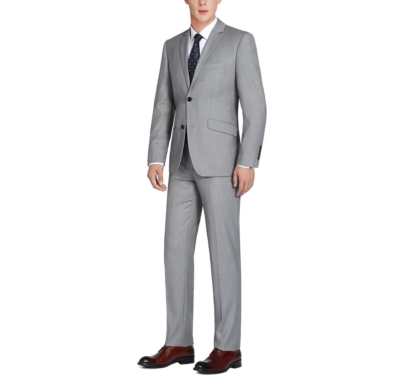 Alessandro Vitello by Renoir Grey 2-Piece Classic Fit Notch Lapel Wool Suit 508 5 | Premium Business Attire for Weddings, Office & Formal Events