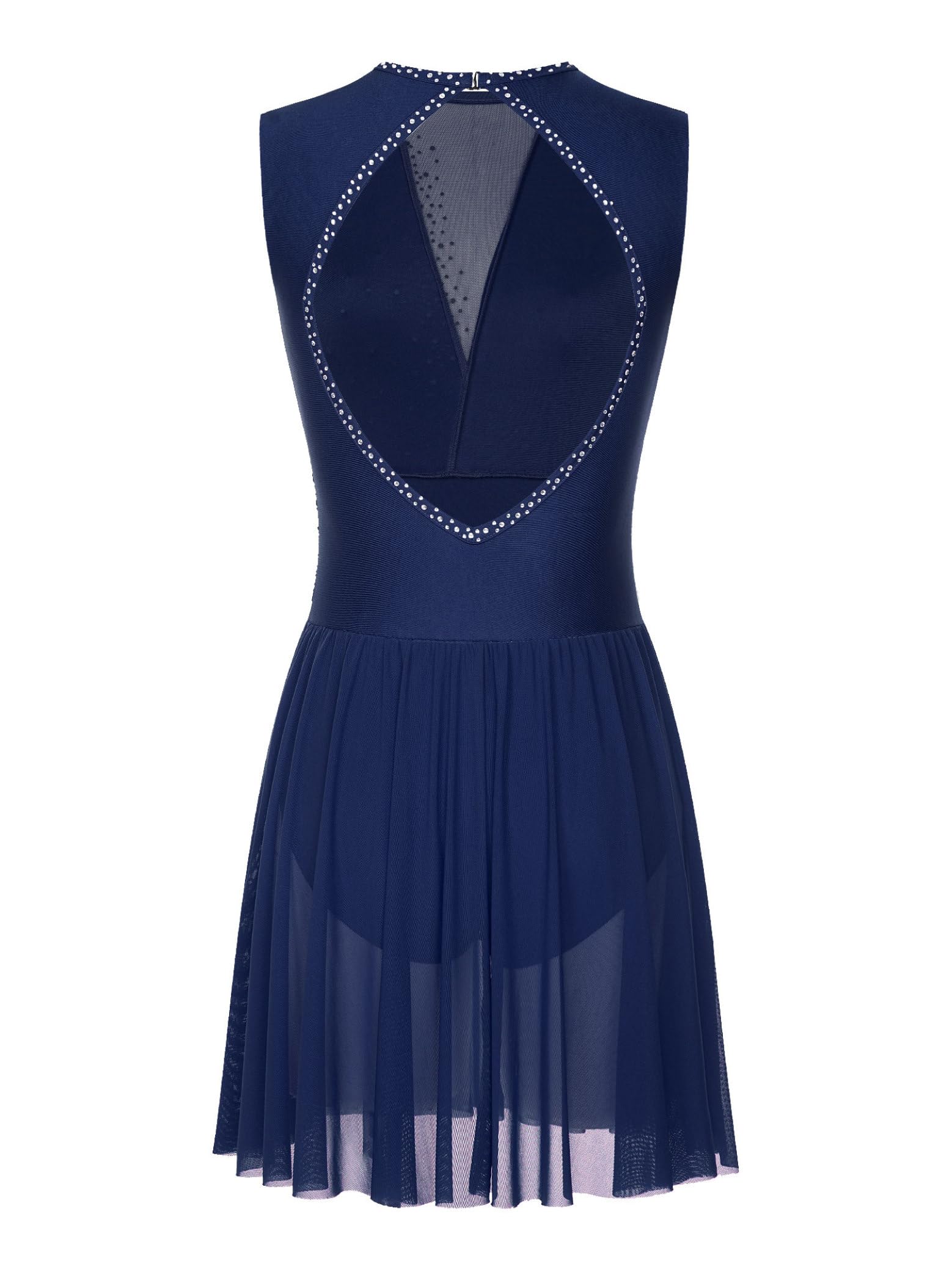 Elegant Lyrical Dance Dress for Women - Sparkling Rhinestone Figure Skating Costume, Sleeveless Ballet Dancewear - Perfect for Performances, Competitions & Recitals