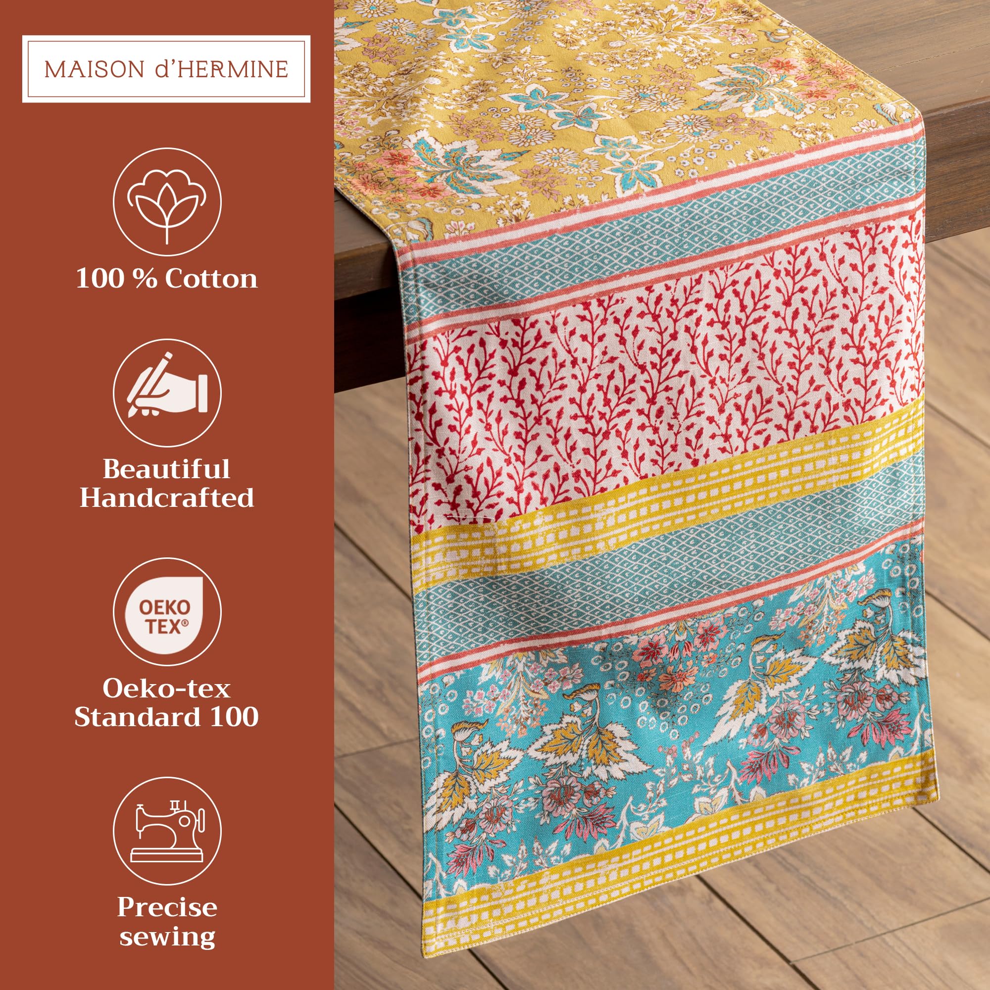 Maison d'Hermine 100% Cotton Double Layer Easter Table Runner - 108 Inch Long Marquise Design (14.5