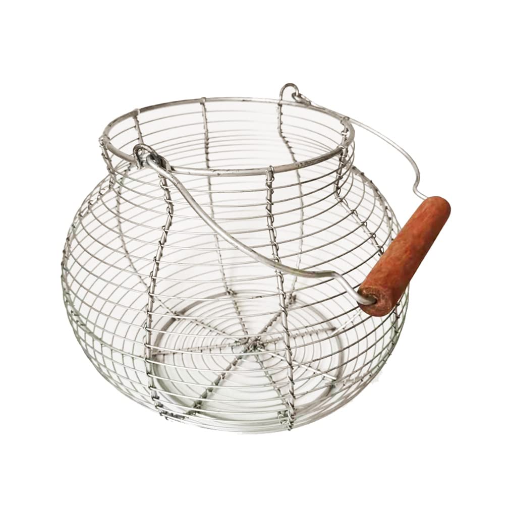 Rustic Wire Egg Basket - Collapsible Mini Storage Box for Chicken Fresh Eggs, Multipurpose Kitchen Organizer | Countertop Decorative Holder for Collecting & Carrying Eggs (Farmhouse, Country Kitchen Decor)