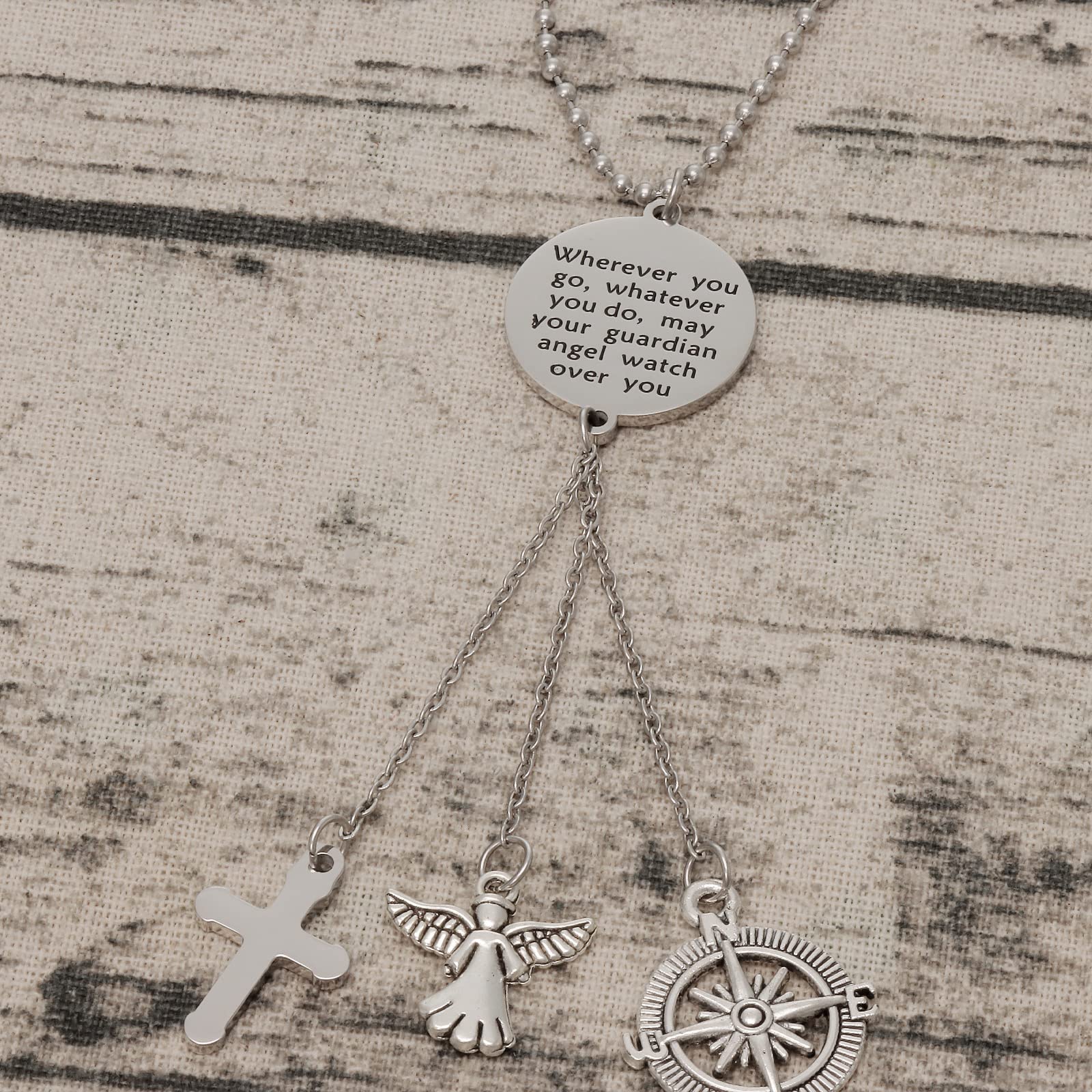 Guardian Angel Cross Car Charm - Rearview Mirror Hanging Ornament for Home & Vehicle Decor