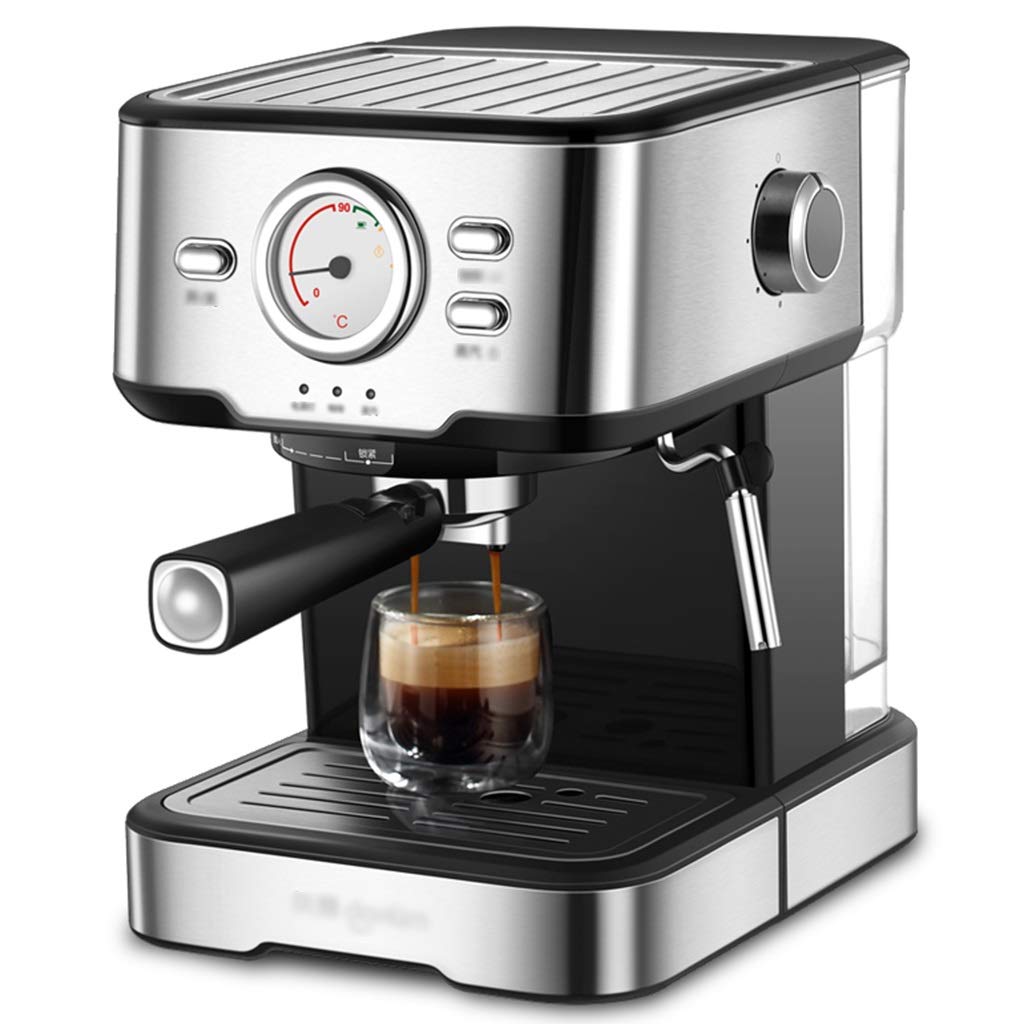 **Black Semi-Automatic Coffee Maker with Precise Temperature Control & Visual Thermometer - Compact Home Brewer, Removable Drip Tray (200V) - Perfect for Office, Kitchen, or Small Spaces**