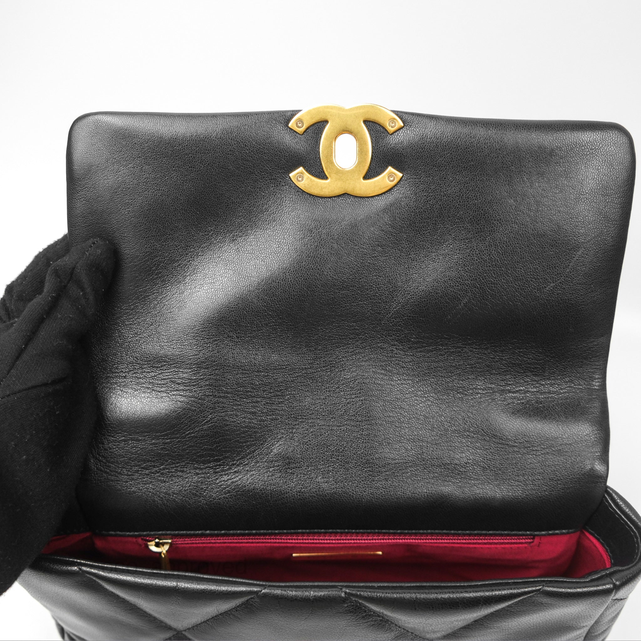 Chanel 19 Small Black Goatskin Mixed Hardware Flap Bag - Luxury Designer Handbag for Women, Perfect for Date Night & Evening Events
