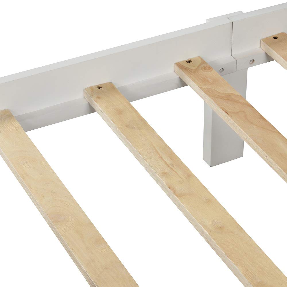 MERITLINE Twin Bed Frame with Headboard - Solid Wood Platform Bed Frame, No Box Spring Needed, White - Perfect for Kids Rooms, Guest Bedrooms & Small Spaces