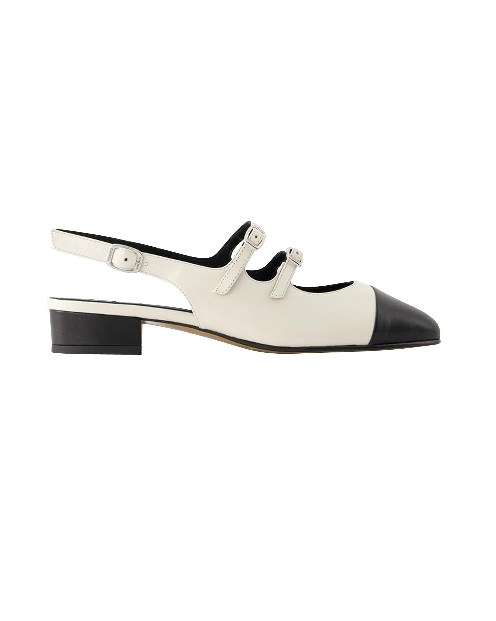 Stylish Beige & Black Leather Pumps with Adjustable Ankle Strap - 2cm Low Heel for Women | Perfect for Office, Wedding & Evening Events