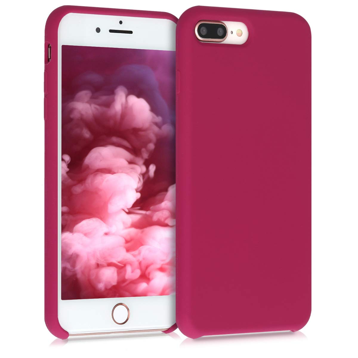 kwmobile Shockproof TPU Silicone Case for Apple iPhone 7 Plus/8 Plus - Soft Grip Protective Phone Cover in Pomegranate Red | Perfect for Everyday Use, Work & Outdoor Activities