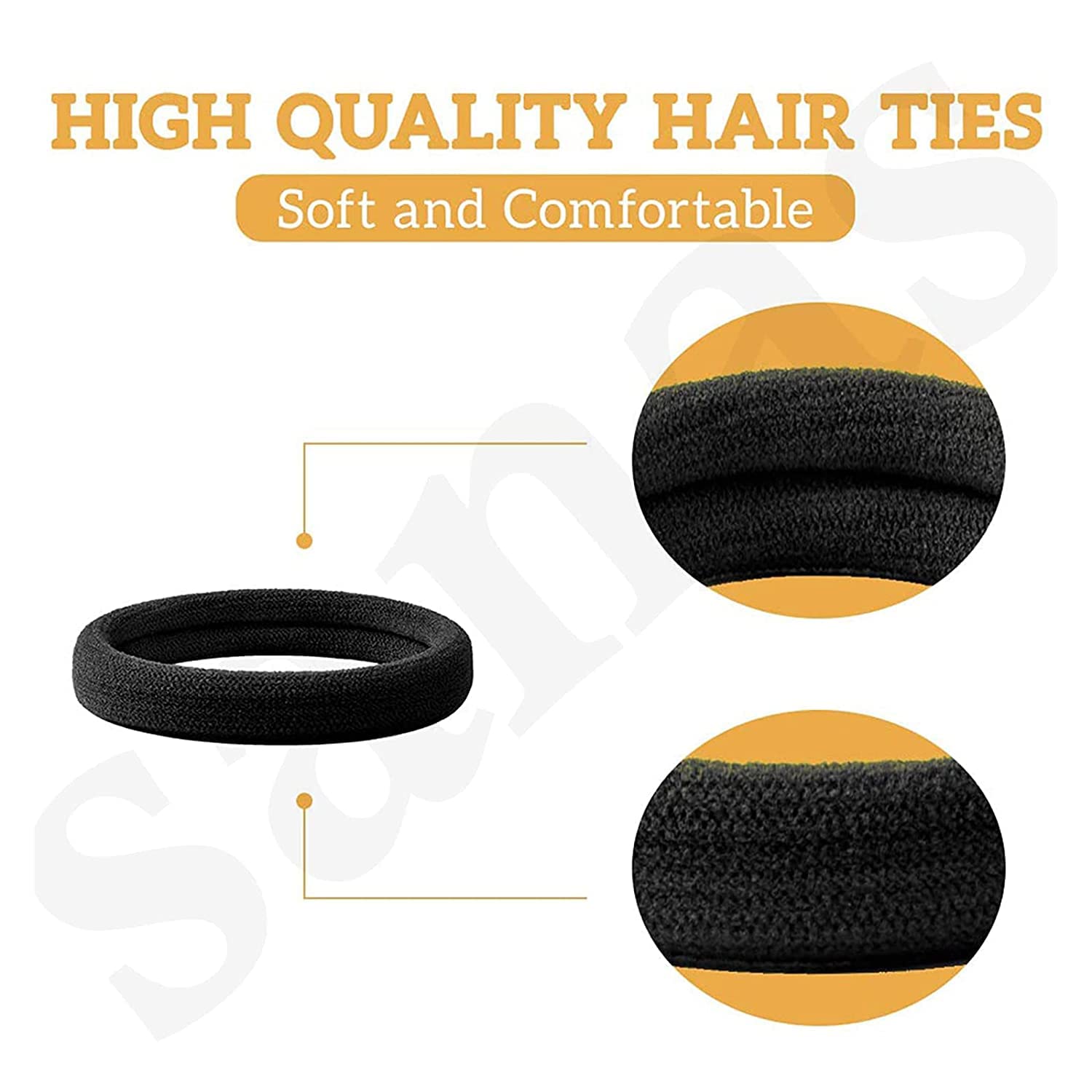 VRT Stretchable Hair Bands for Women & Girls - Soft Elastic Cotton Hair Ties (60 Pack, Black) - Perfect for Gym, Work, School & Everyday Hairstyles