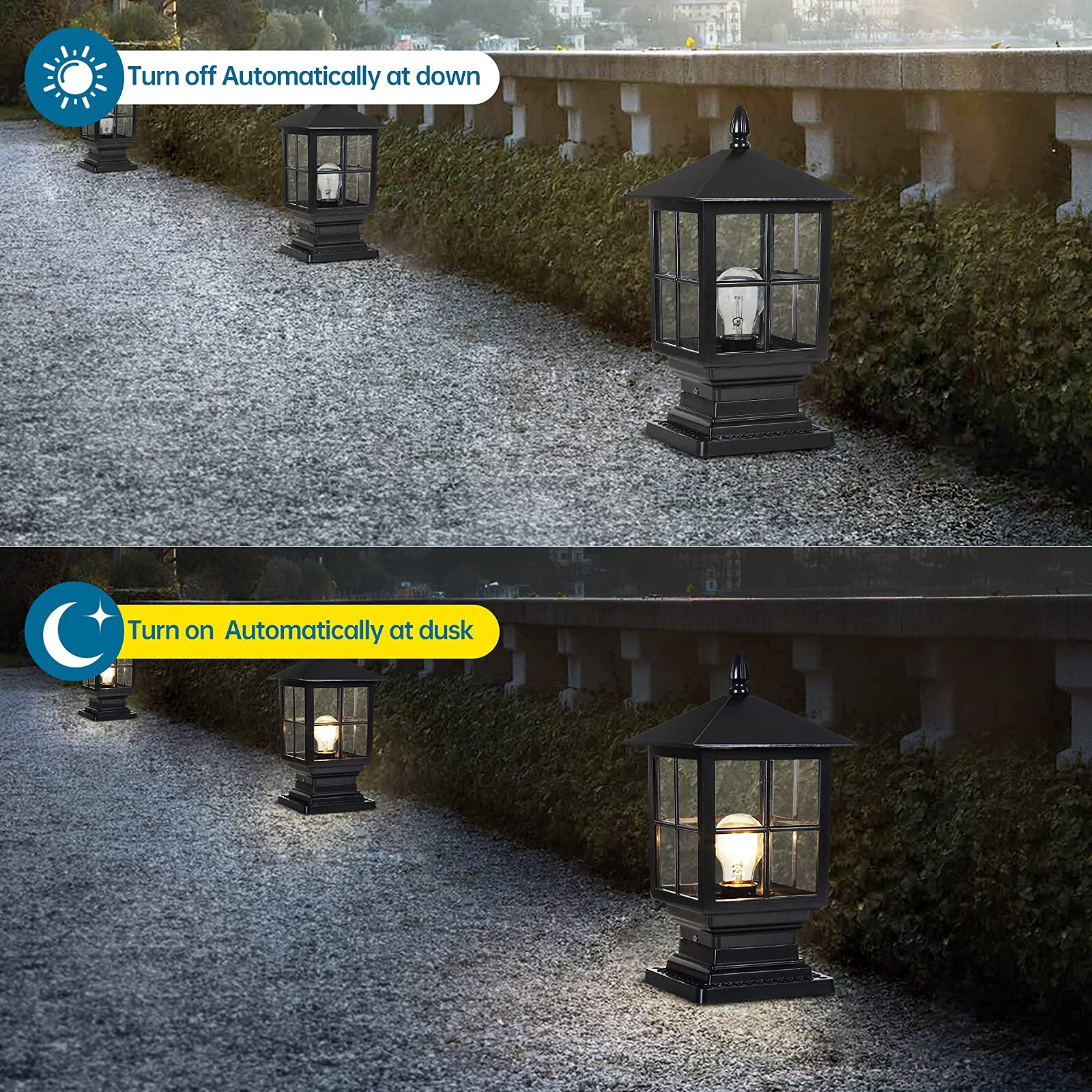 Modern Outdoor Post Light Fixture - IP54 Waterproof Aluminum Pillar Light with Clear Glass Shade for Yard, Garden, Patio & Pathway Lighting | Durable Weather-Resistant Design for Enhanced Curb Appeal & Nighttime Safety