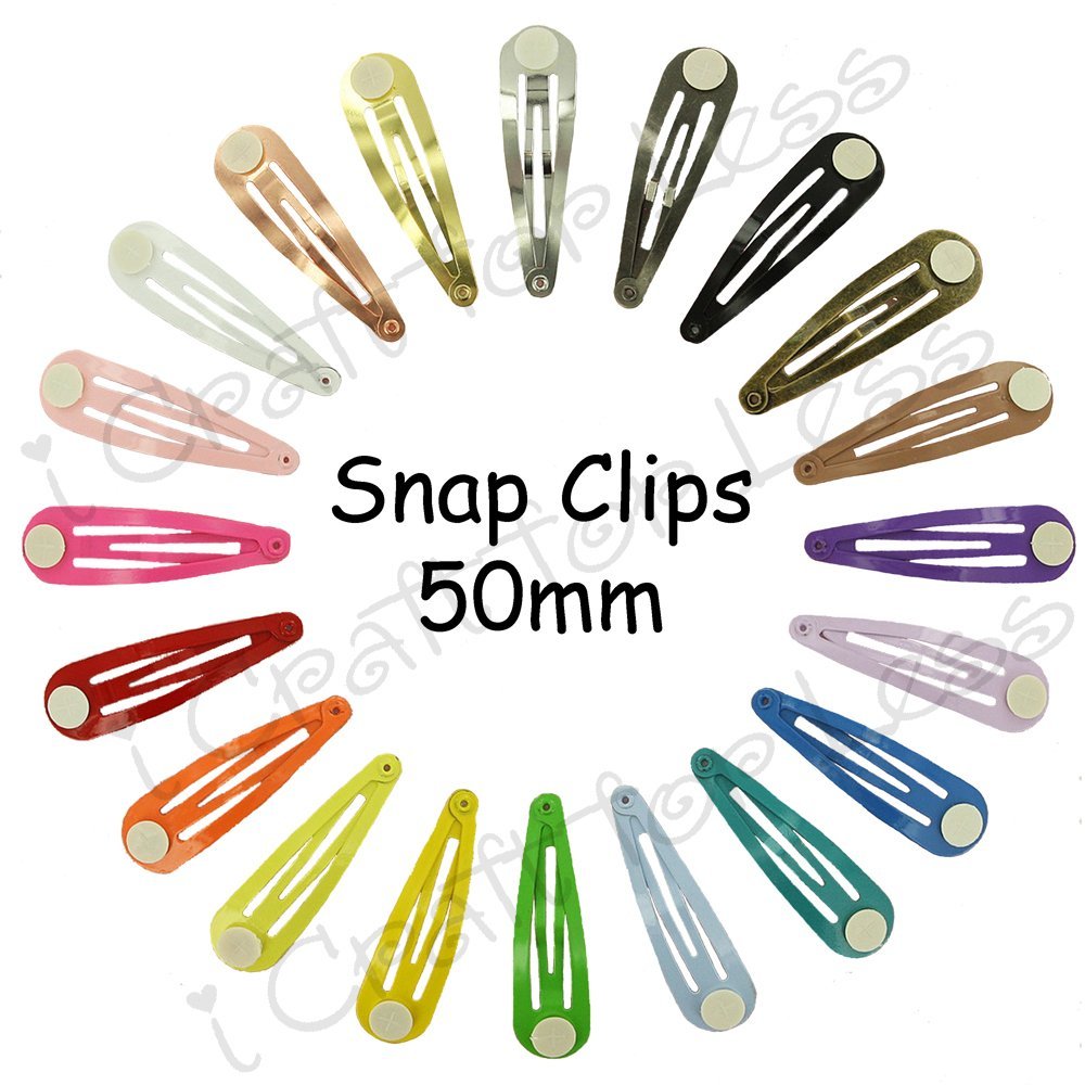 Snap Clips with Pad - 50mm (2 Inch) Tear Drop Shape Hair Clips - Set of 25 in Milk Chocolate - Perfect for Hair Styling, DIY Crafts, and Fashion Accessories