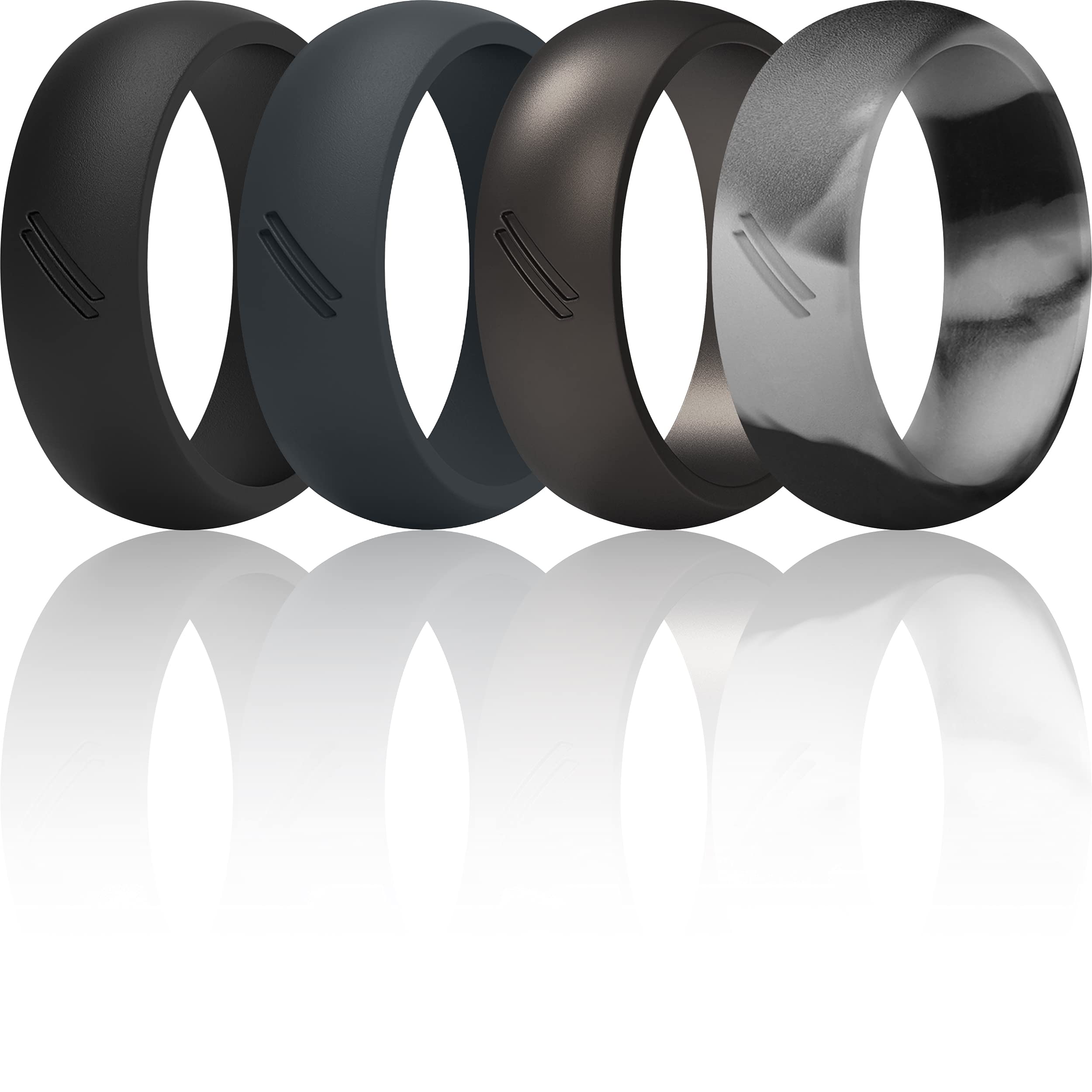 ThunderFit Silicone Wedding Rings for Men - 4 Pack Rubber Engagement Bands, 8.7mm Wide & 2.5mm Thick, Comfortable & Durable - Perfect for Gym, Swimming, Sports & Outdoor Activities