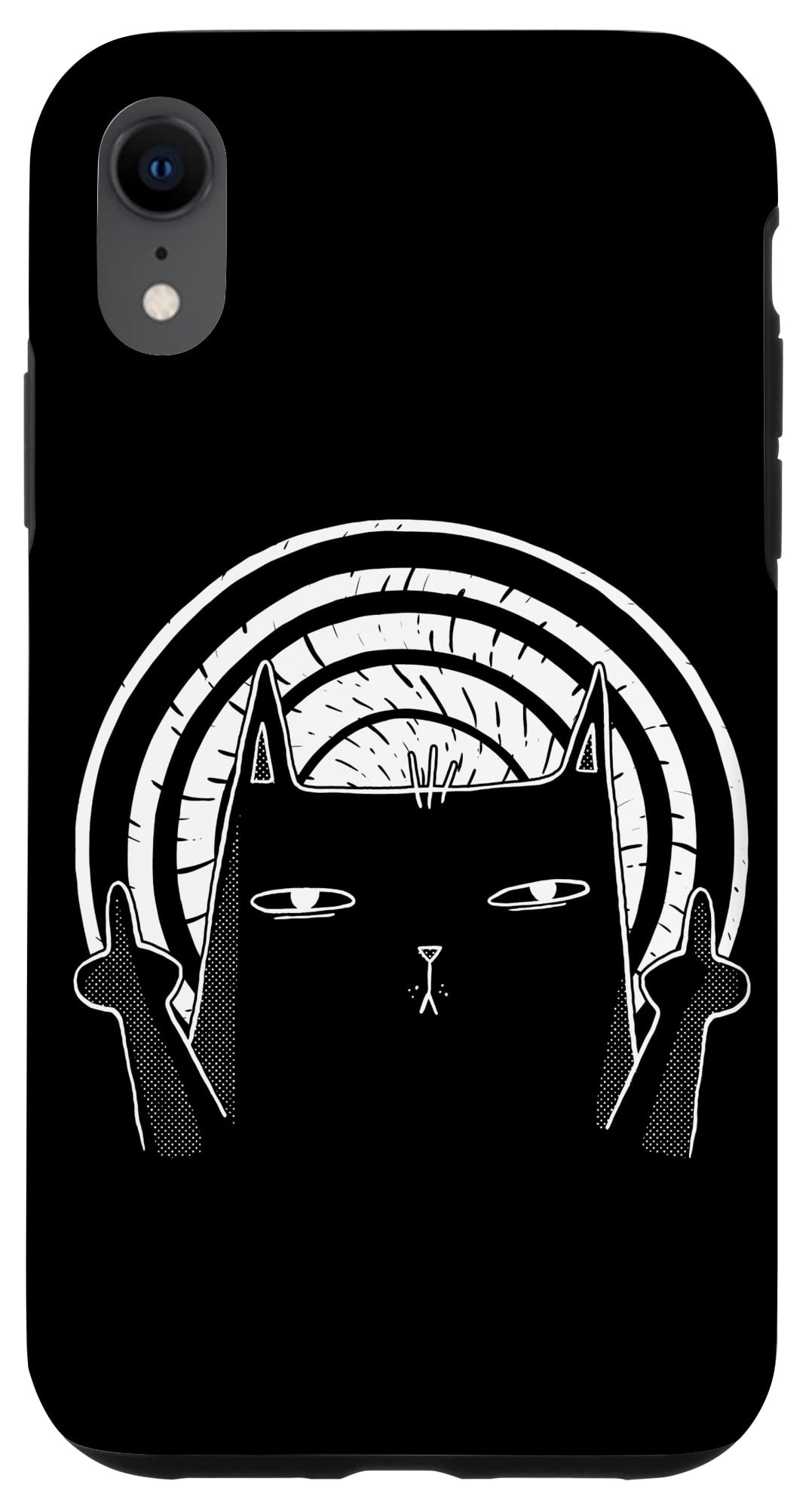 iPhone XR Cat Finger Case - Funny Cat Flipping Off Phone Cover for iPhone XR - Perfect for Cat Lovers & Prank Gifts