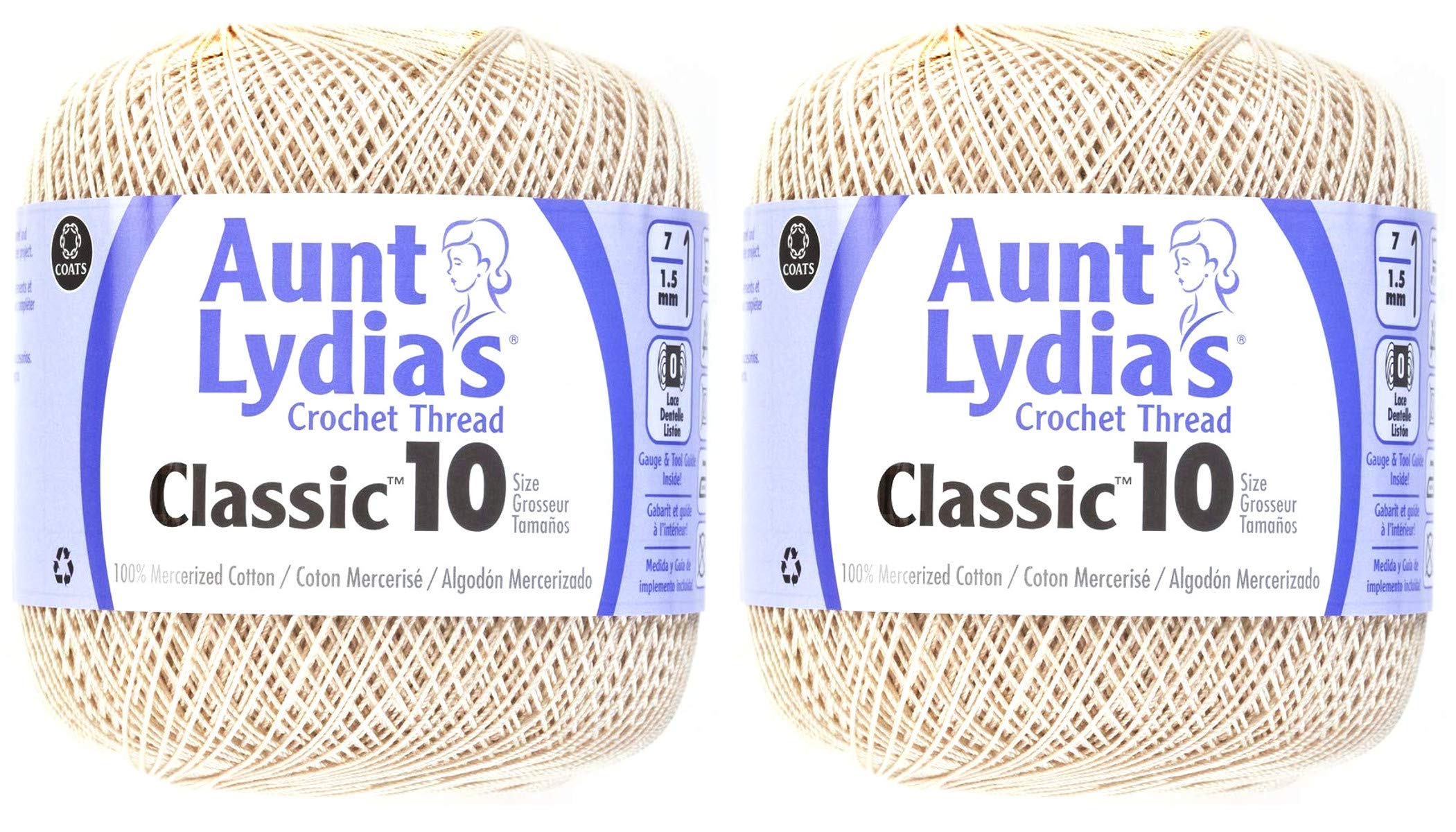 Aunt Lydia's Classic Crochet Thread Size 10 - 100% Cotton Natural White Yarn for Crocheting, Knitting, Doilies & Lace Making - Perfect for DIY Crafts, Home Decor and Gift Projects