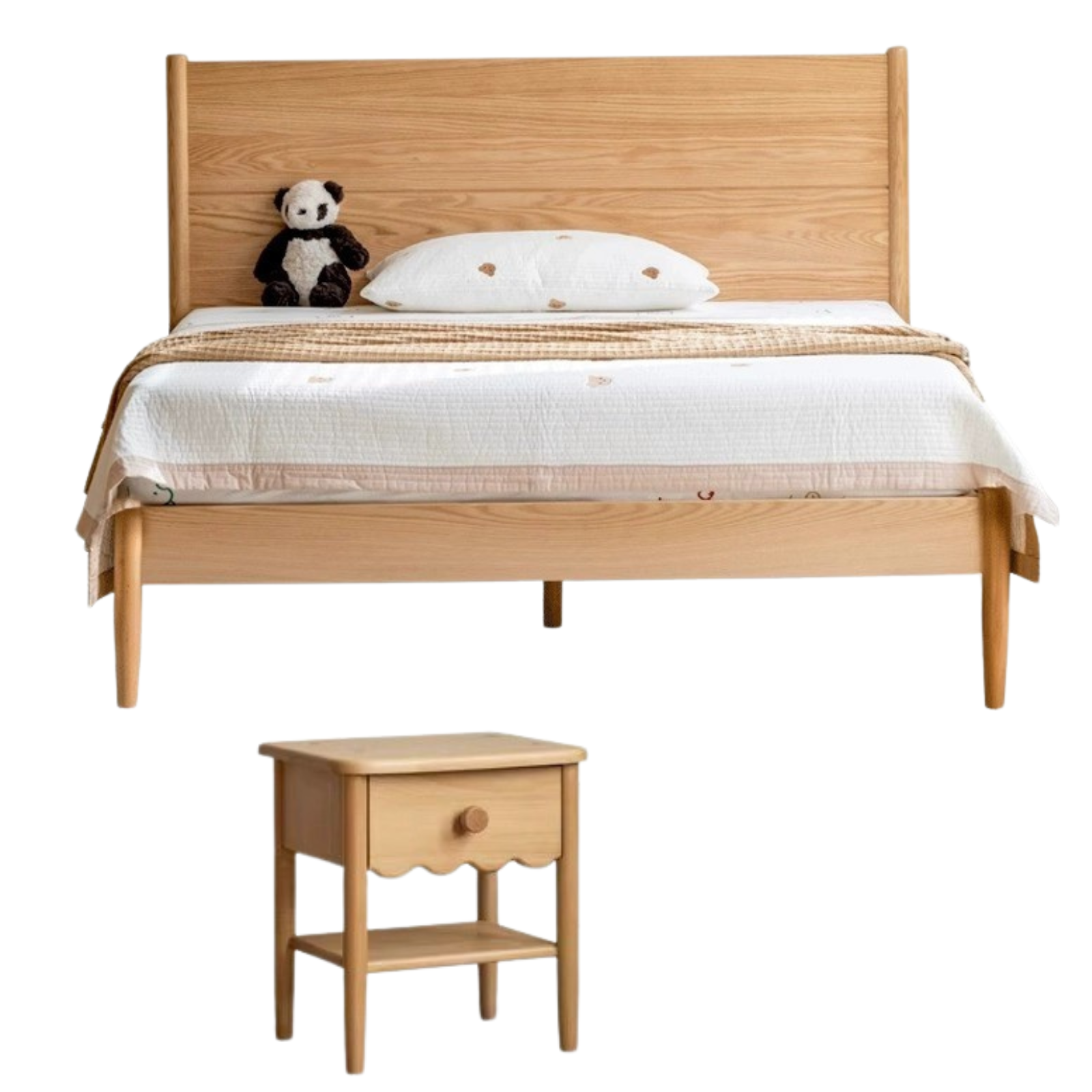 Solid Wood Kids Bed - Beech or Oak Frame - Soft Single Bed for Toddlers & Children - Perfect for Bedrooms, Daycare, or Guest Rooms