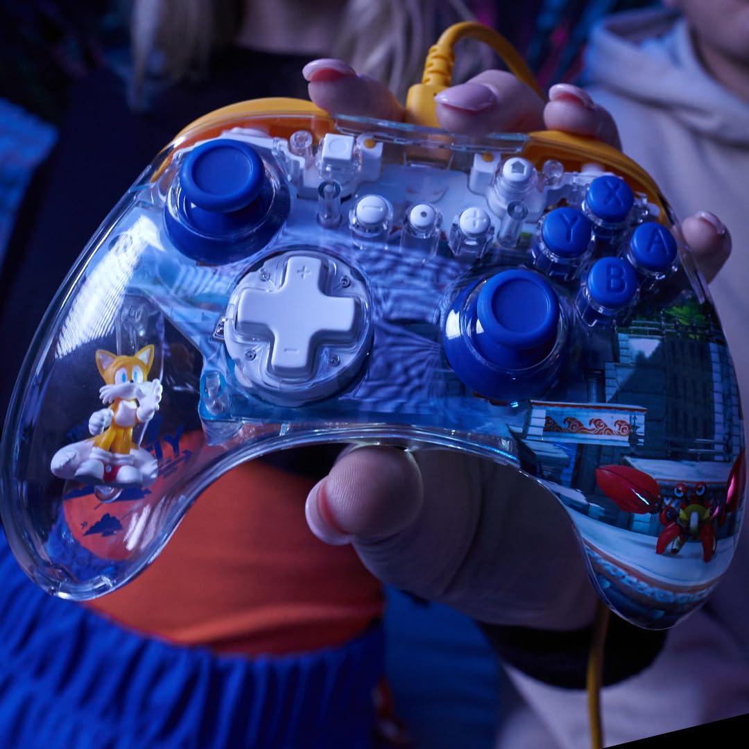 PDP REALMz Wired LED Light-up Pro Controller for Nintendo Switch & OLED Model - Glowing Gamepad with Tails Design for Enhanced Gaming Experience | Perfect for Night Gaming, Competitive Play & Gift Giving