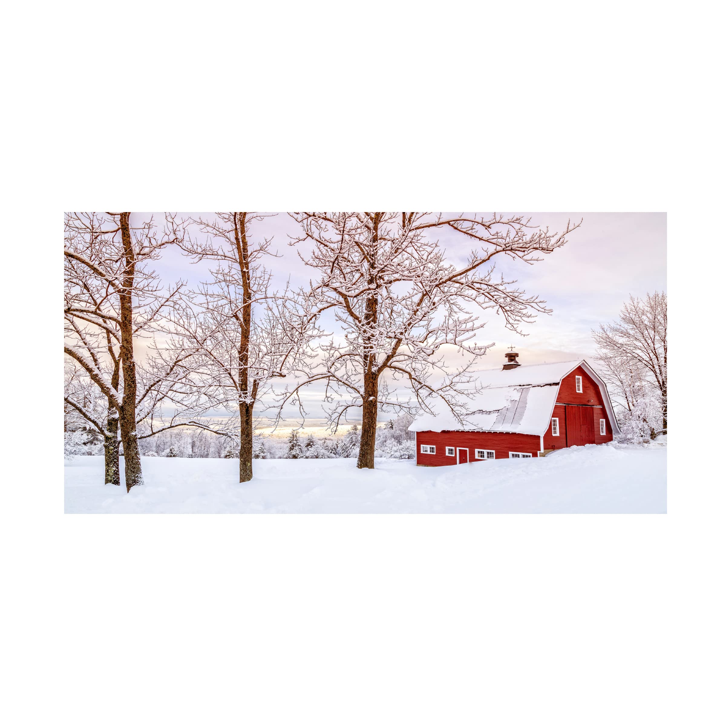 Trademark Fine Art 'Winter Arrives' Canvas Wall Art by Edward M Fielding - Landscape Painting for Living Room, Bedroom & Office Decor