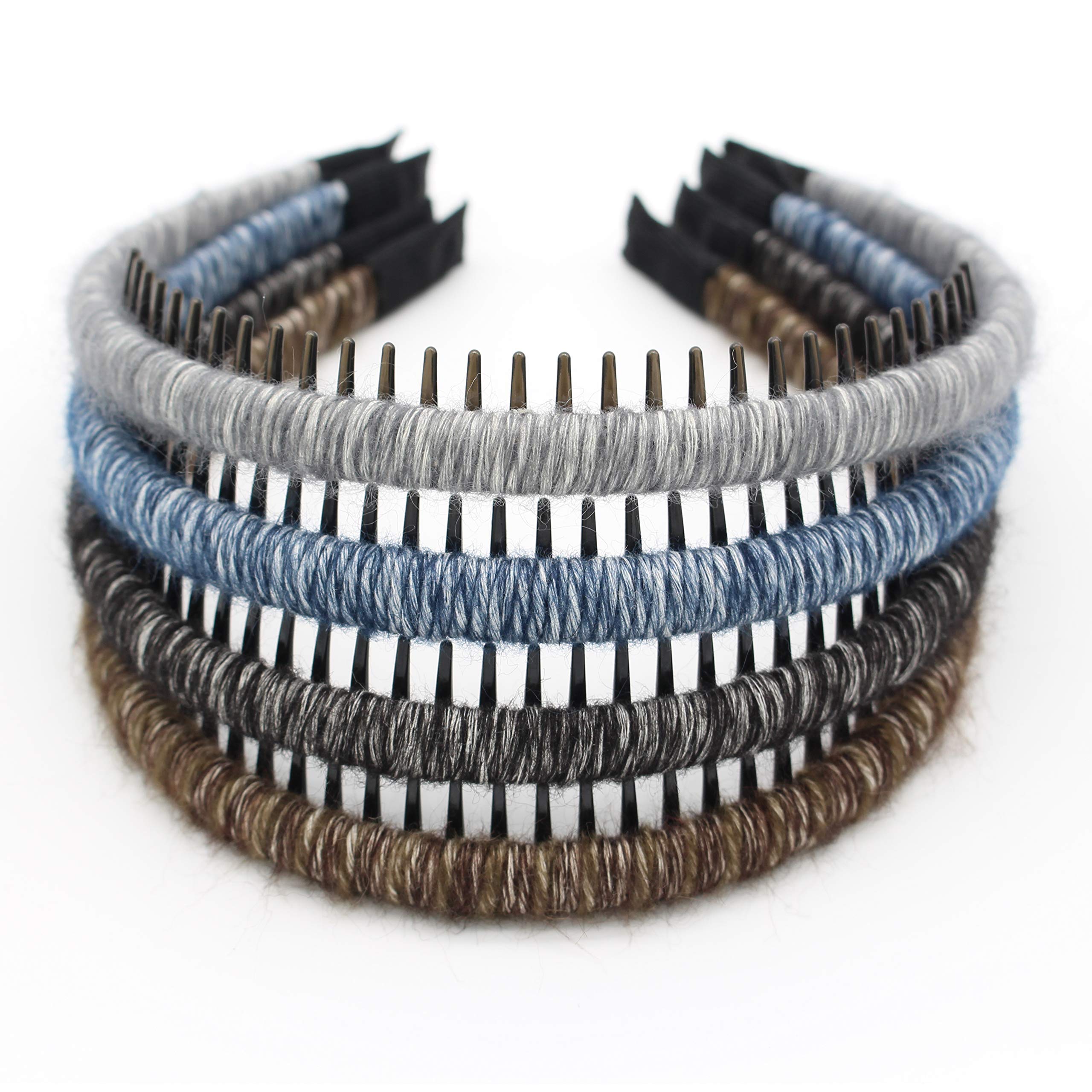 Women's Non-Slip Wool Knit Headband with Resin Teeth - 4 Colors for Styling & Comfort