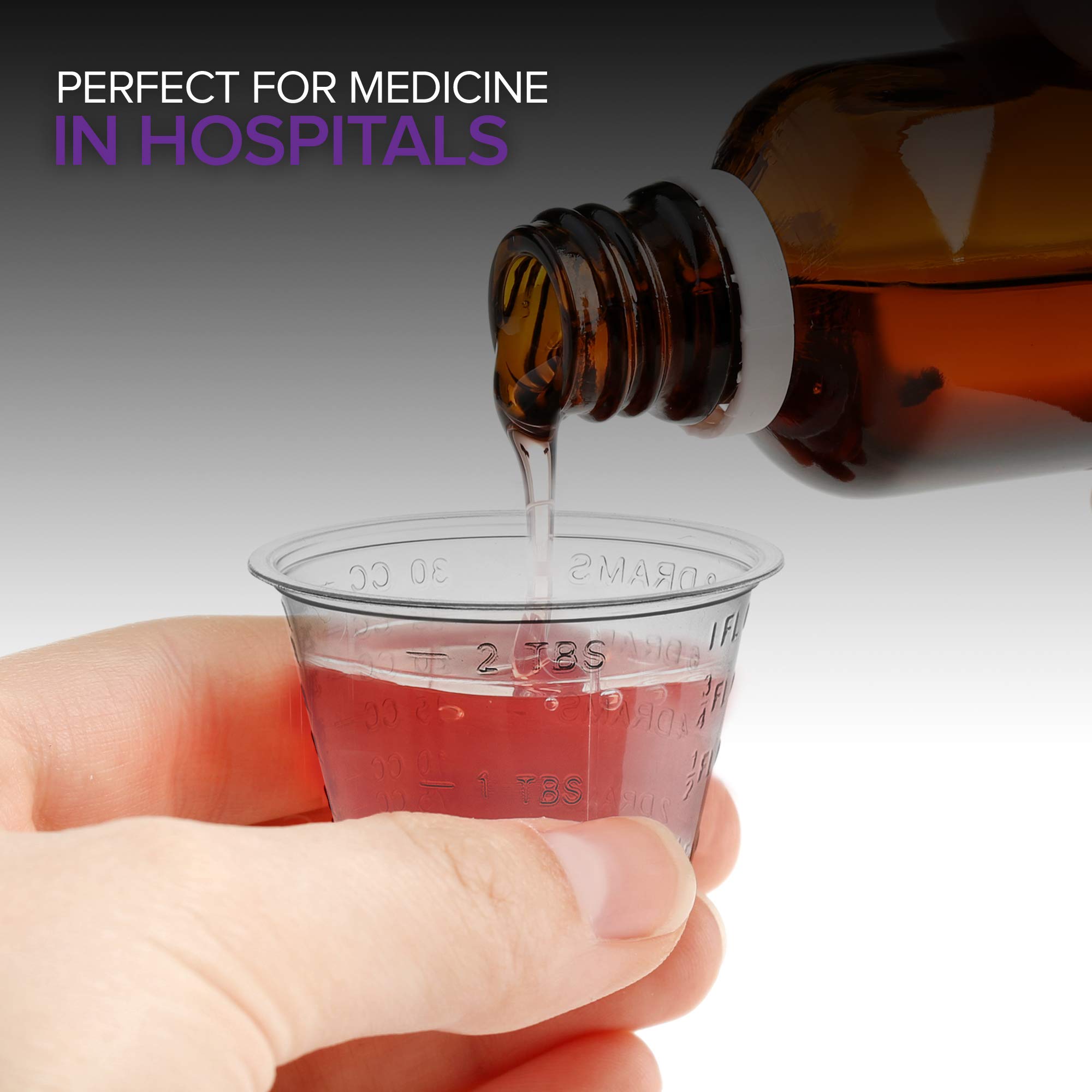 Stock Your Home 1 oz Disposable Medicine Cups (500 Count) - Clear Plastic Measuring Cups for Pills, Liquid Medicine, Epoxy Resin, Cooking & Food Sampling - Perfect for Medical Use, Crafts, Wine Tasting & Jello Shots