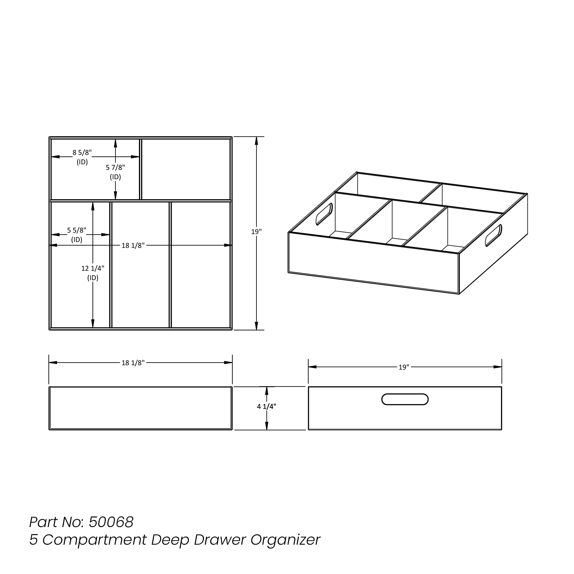 TrippNT 5-Compartment Deep Drawer Organizer - Premium Storage Solution for Kitchen Utensils, Office Supplies & Craft Organization (White) - Perfect for Home, Office, and Workshop Organization