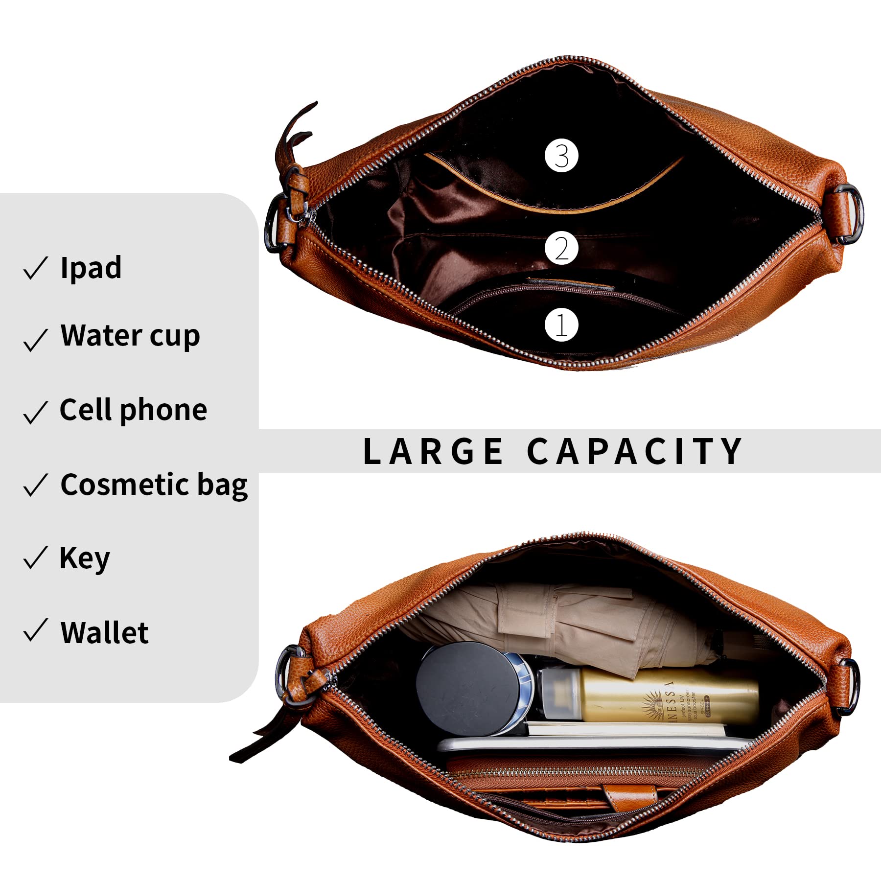 Iswee Genuine Leather Handbags for Women - Stylish Crossbody Purse, Designer Shoulder Bag & Small Tote - Perfect for Everyday Use, Work, Travel & Shopping