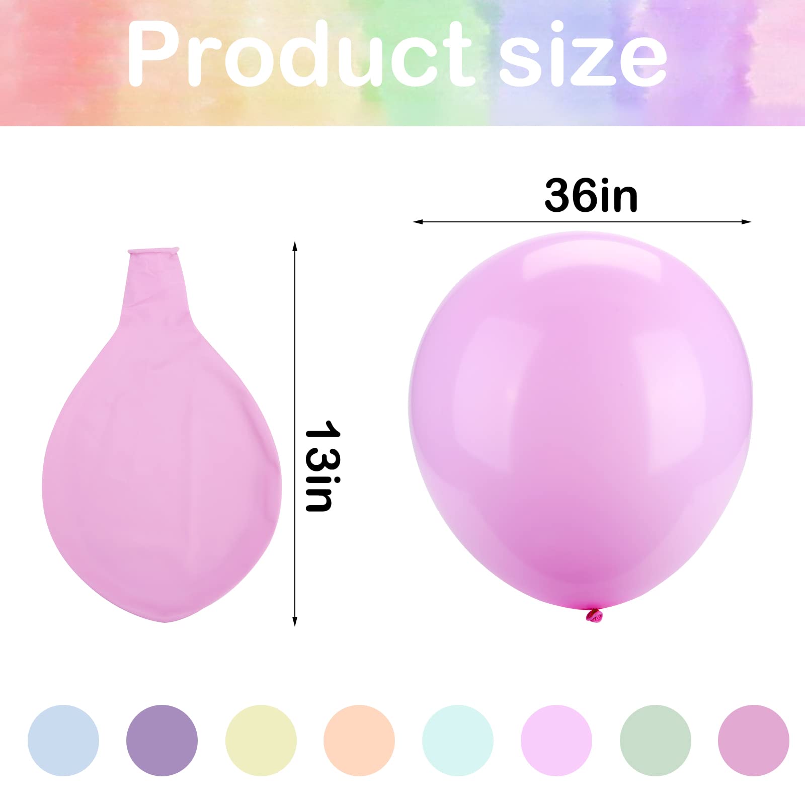 LOVESTOWN 36 Inch Pastel Balloons - 12 Pack Large Macaron Balloons, Jumbo Latex Party Balloons for Wedding, Birthday, Baby Shower & Festival Decorations - Perfect for Photo Backdrops, Ceiling Decor & Party Centerpieces