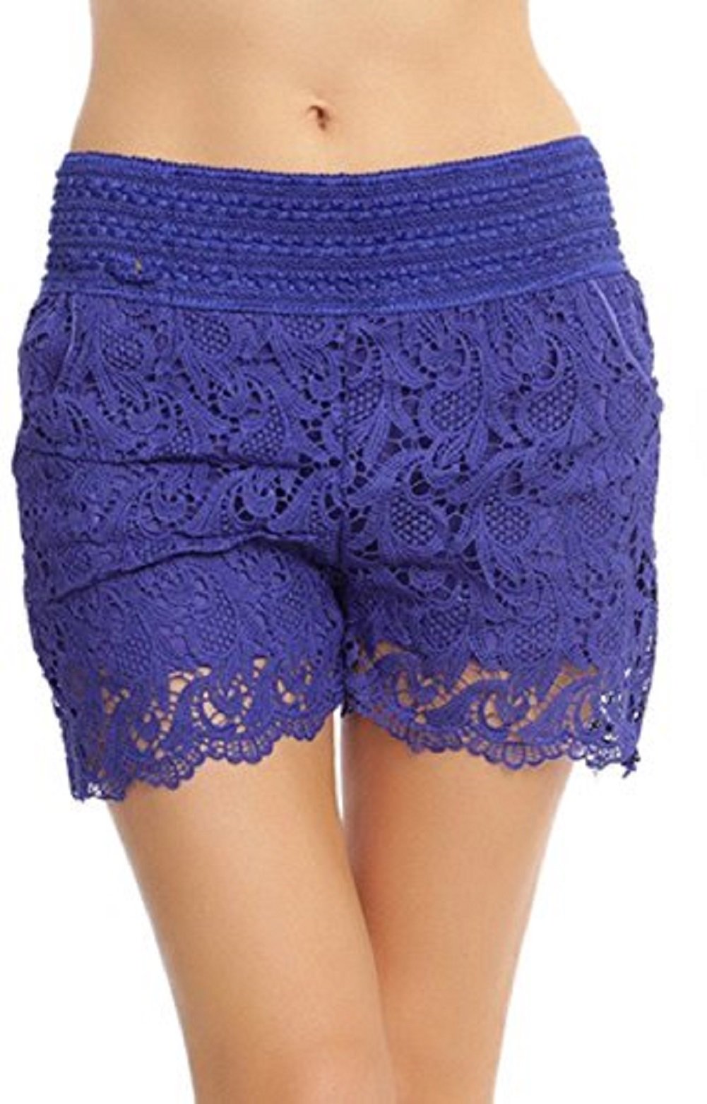 ToBeInStyle Women's Lined Crochet Lace Shorts - Comfortable Summer Casual Shorts for Beach, Vacation & Outdoor Activities