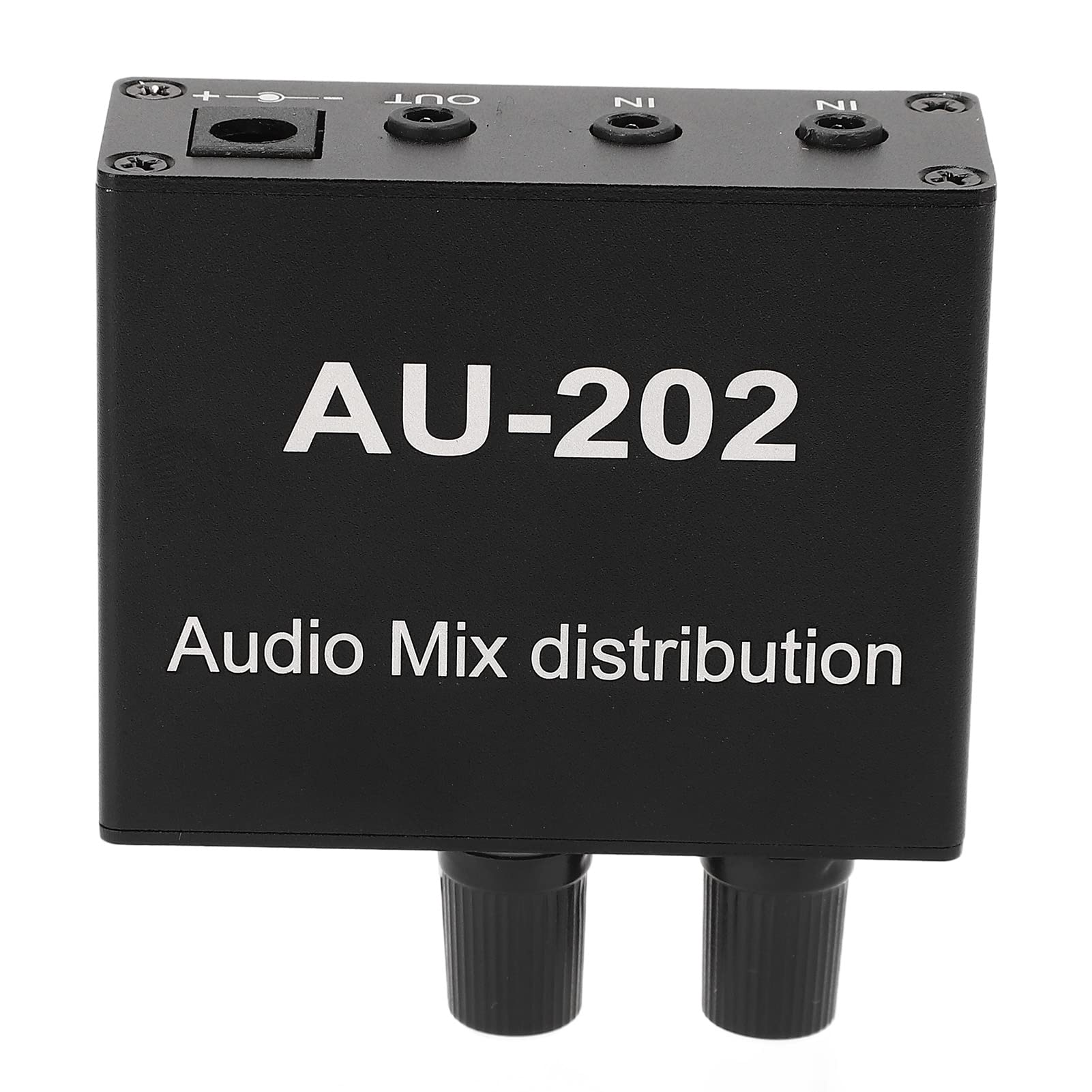 Deosdum 2-in 2-out Stereo Audio Mixer - 3.5mm Jack Plug & Play Aluminum Alloy Mixer Amplifier - Perfect for Podcasting, Live Streaming & Home Studio Recording